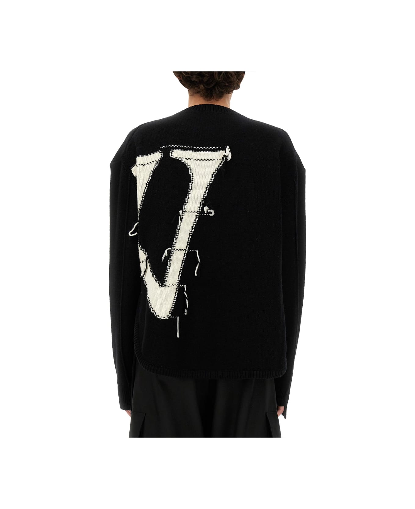 Off-White Jersey With Maxi Logo - BLACK