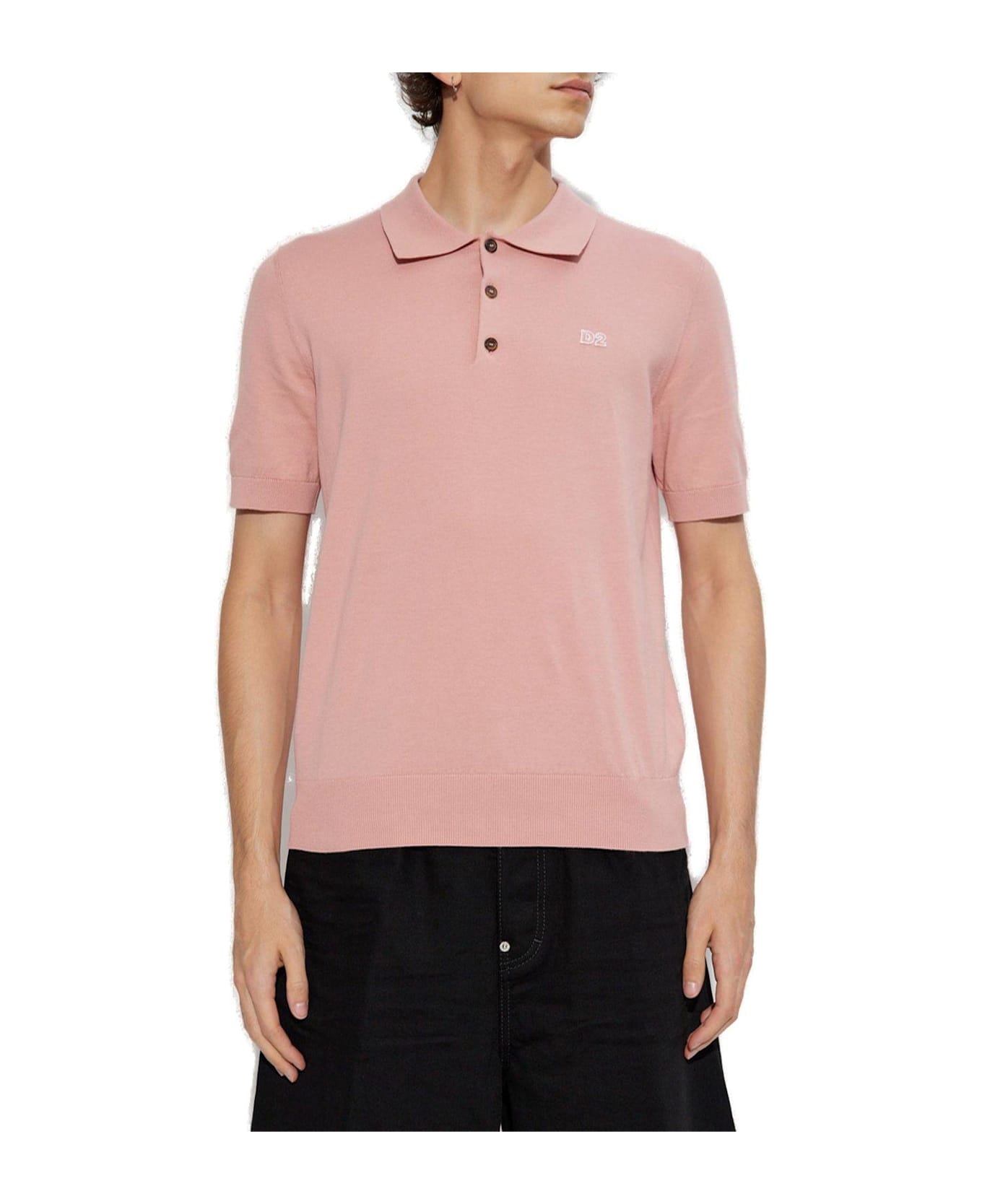 Dsquared2 D2 Logo Patch Short-sleeved Polo Shirt - Pink