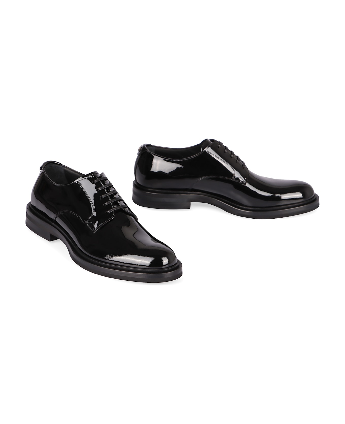 Dolce & Gabbana Patent Leather Lace-up Derby Shoes - black