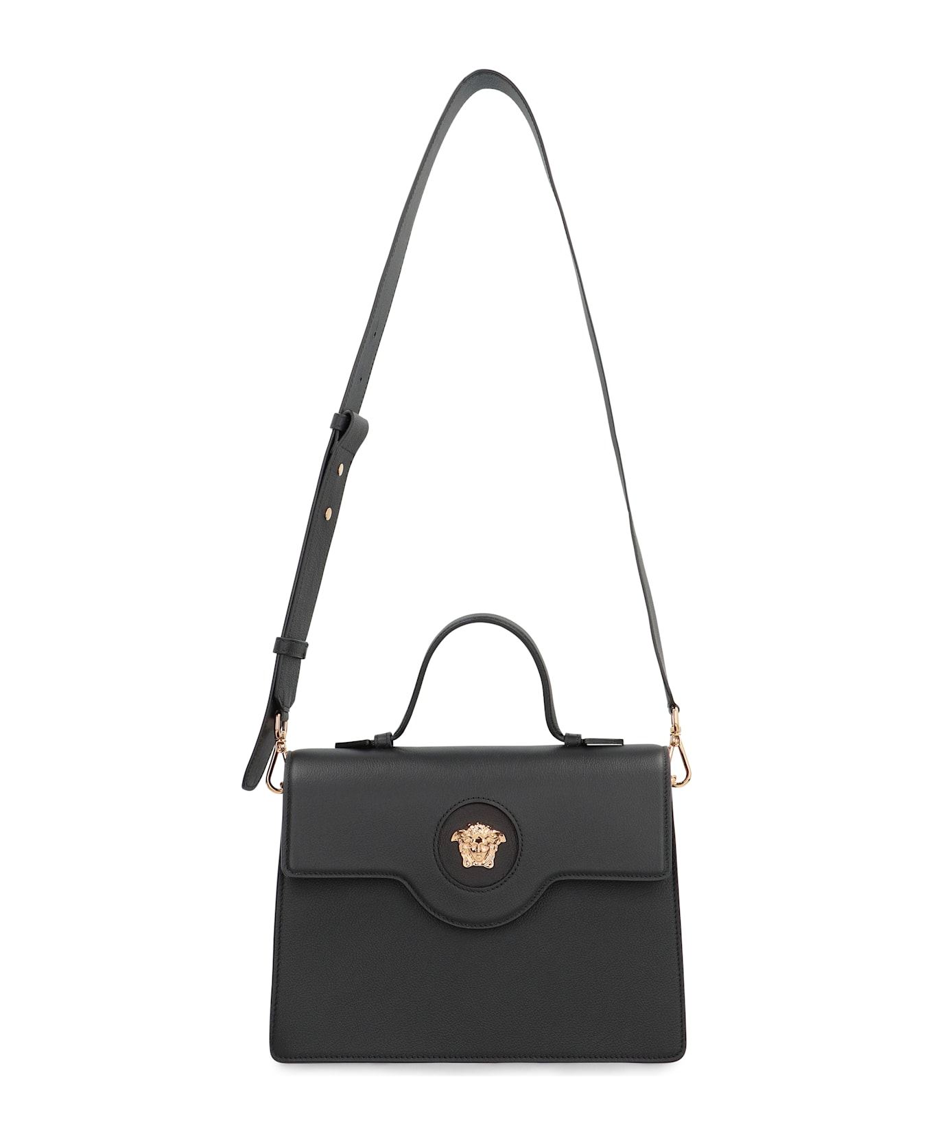 Versace La Medusa Leather Handbag - black