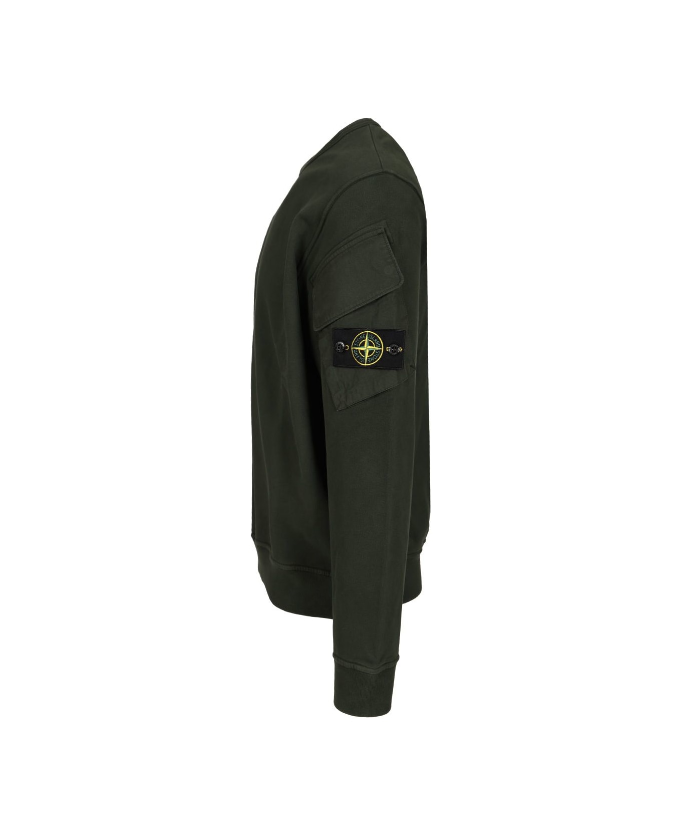 Stone Island Crewneck Sweatshirt In Brushed Organic Cotton - 0 Nero