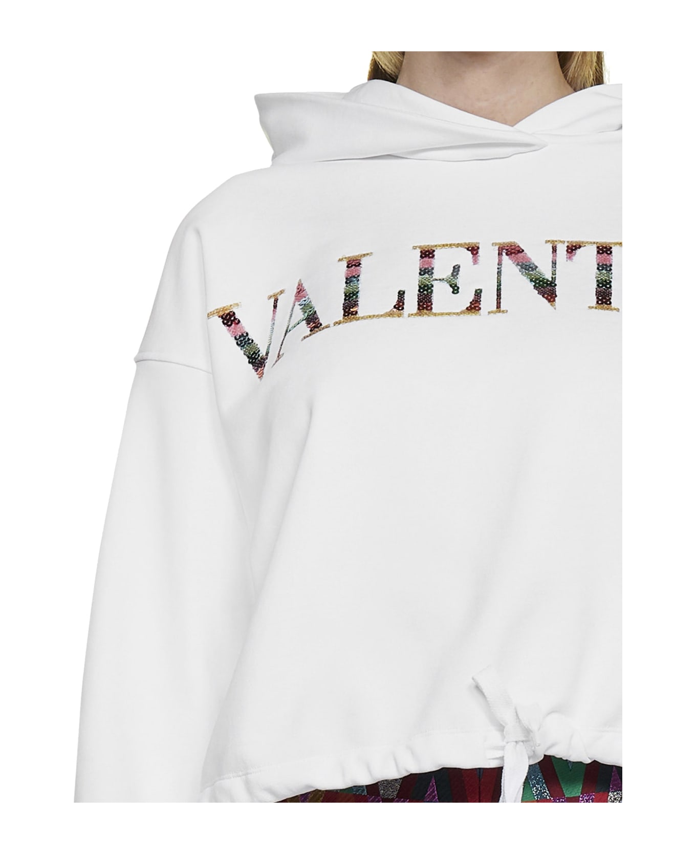 Valentino Cotton Logo Sweatshirt - White フリース
