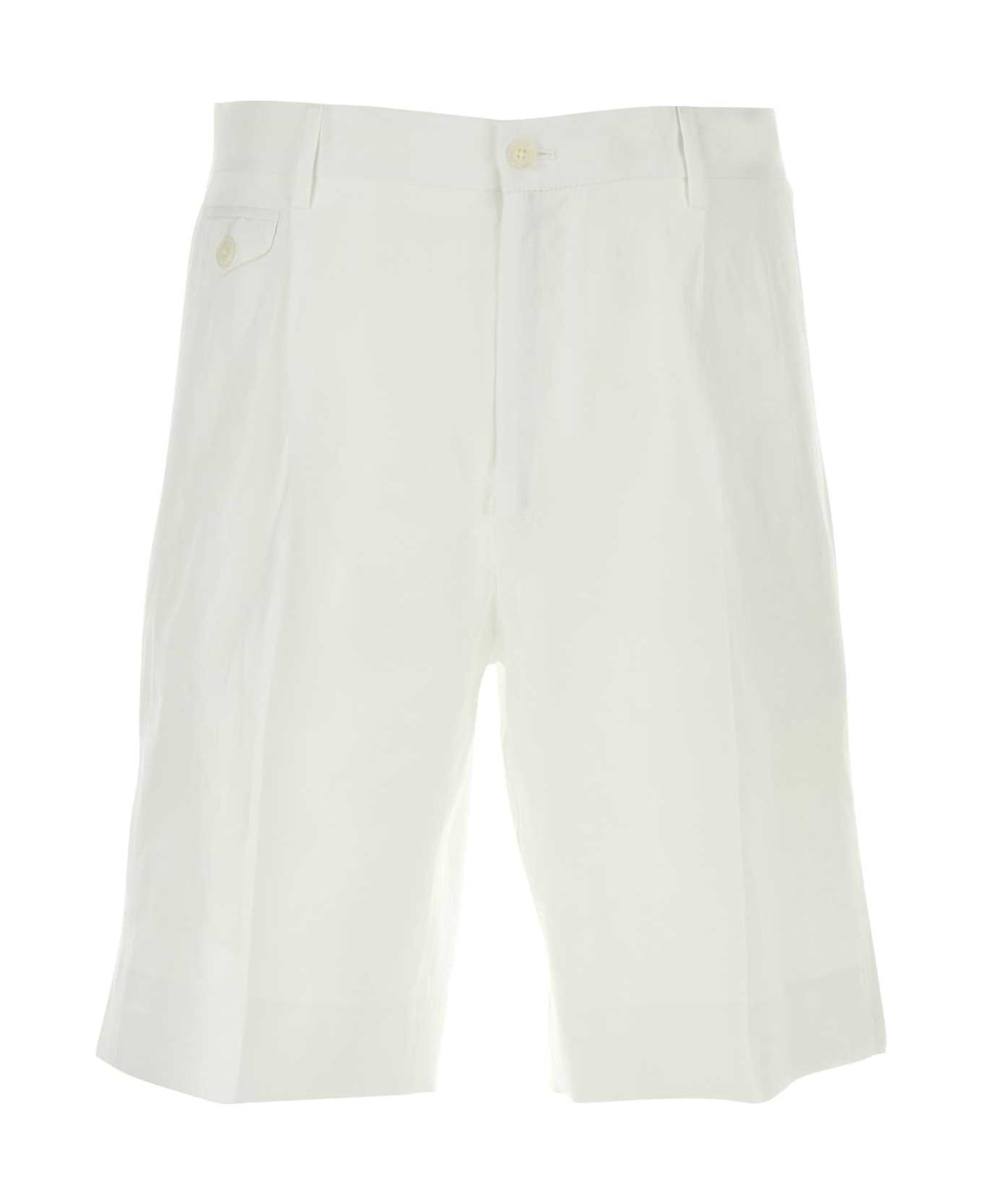 Dolce & Gabbana White Linen Bermuda Shorts - BIANCOOTTICO ショートパンツ