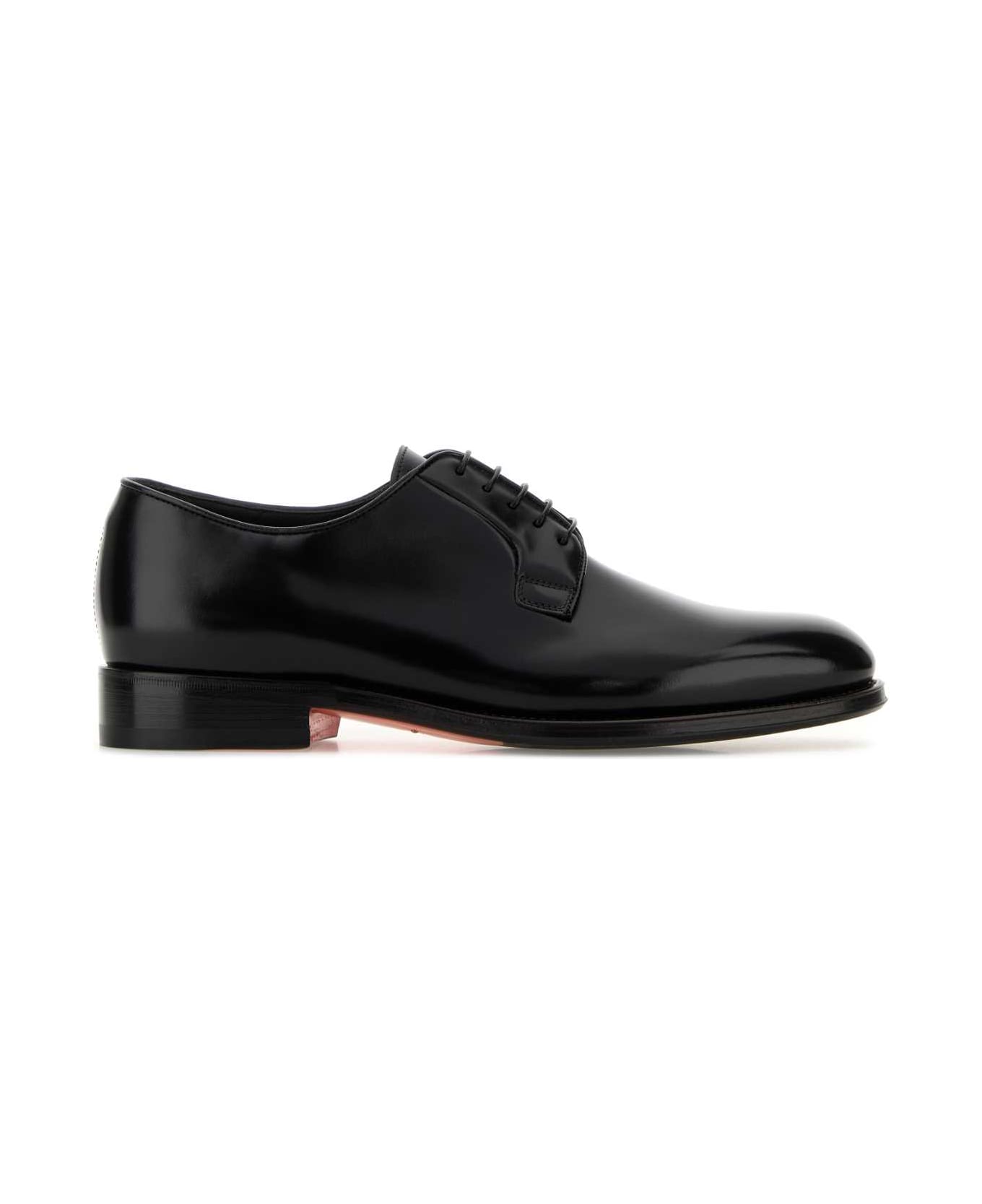 Santoni Black Leather Ensley Lace-up Shoes - BLACK