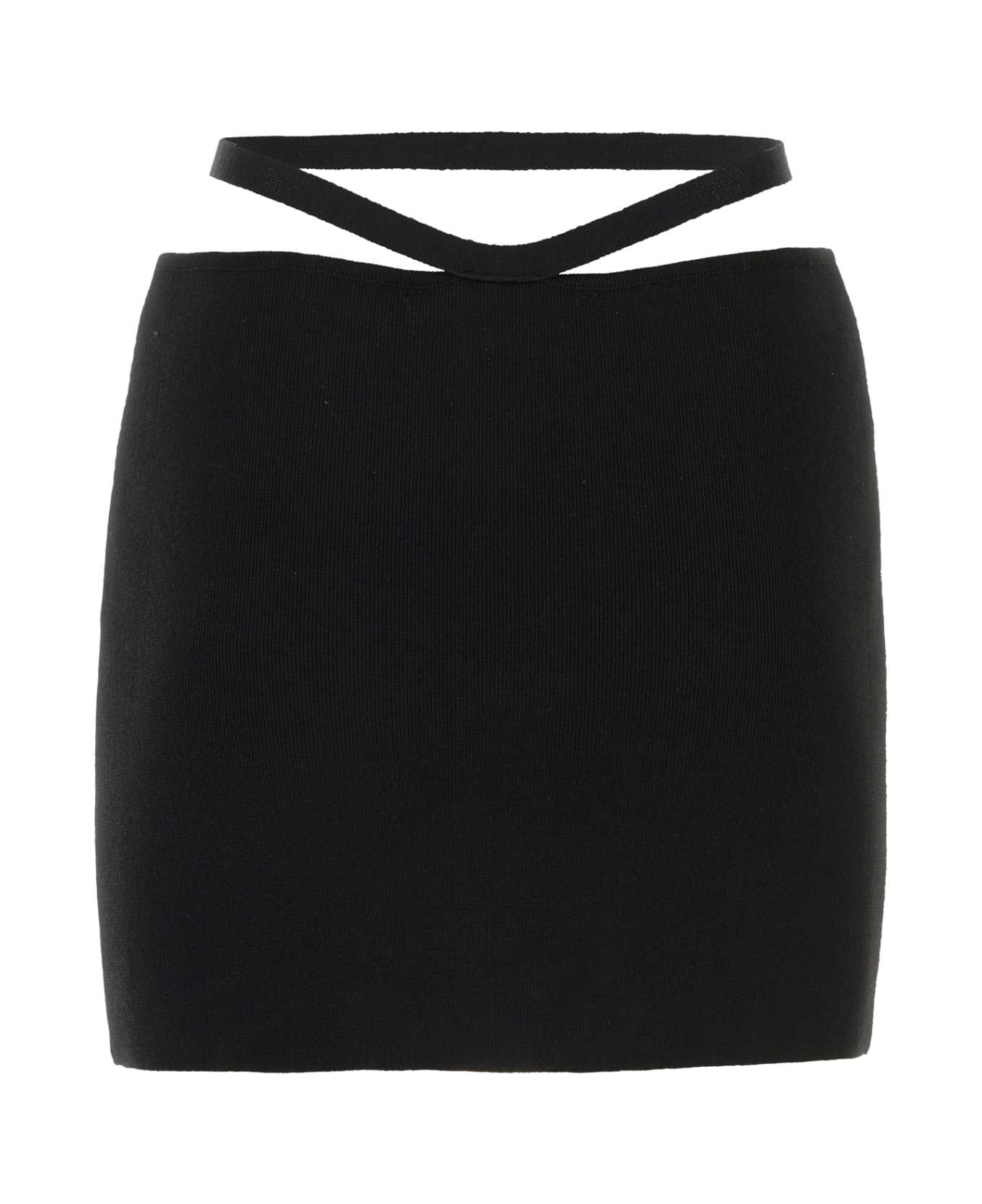 ANDREĀDAMO Black Stretch Viscose Blend Mini Skirt - Black
