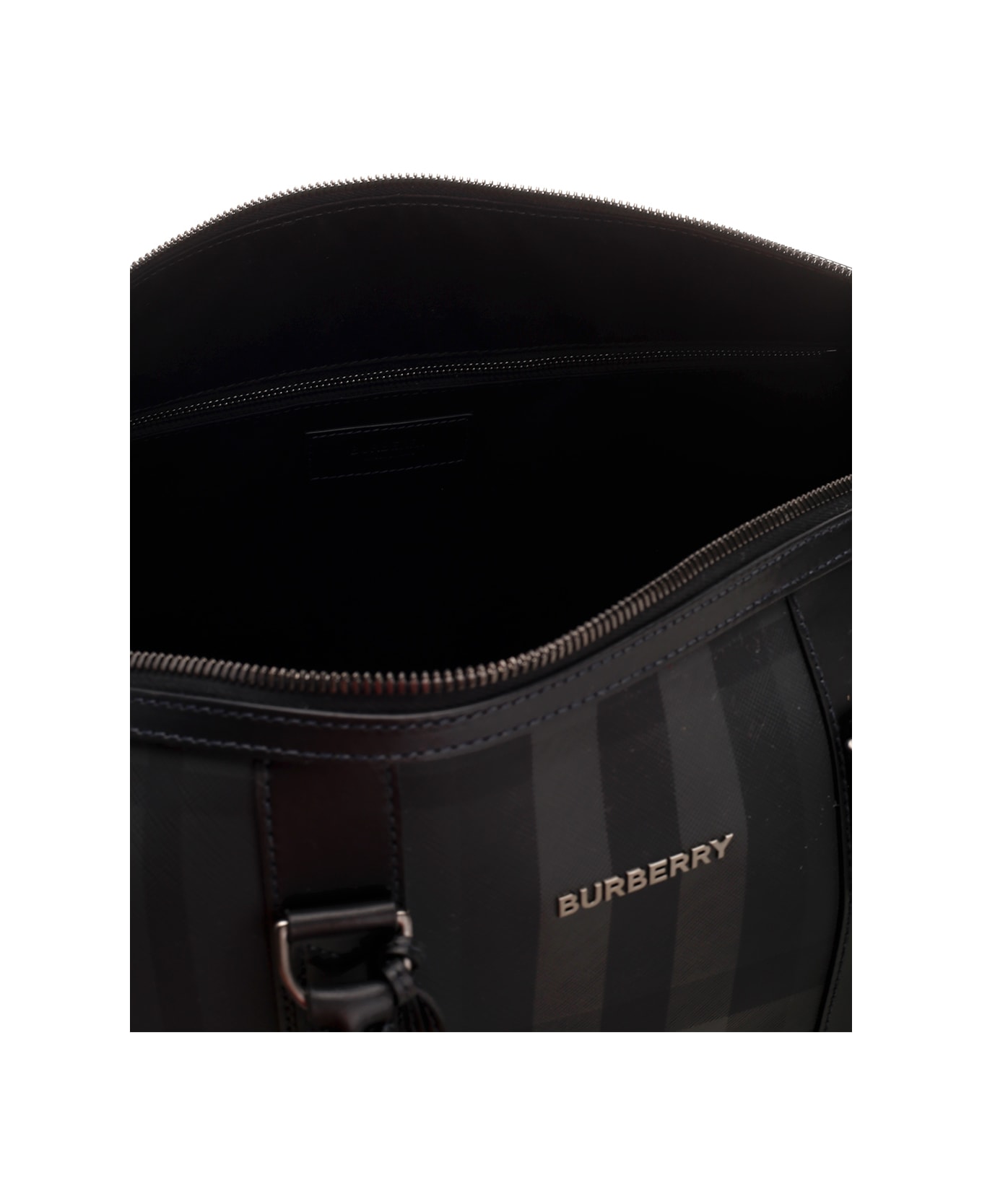 Burberry Black/grey 'boston' Duffel Bag - Grey