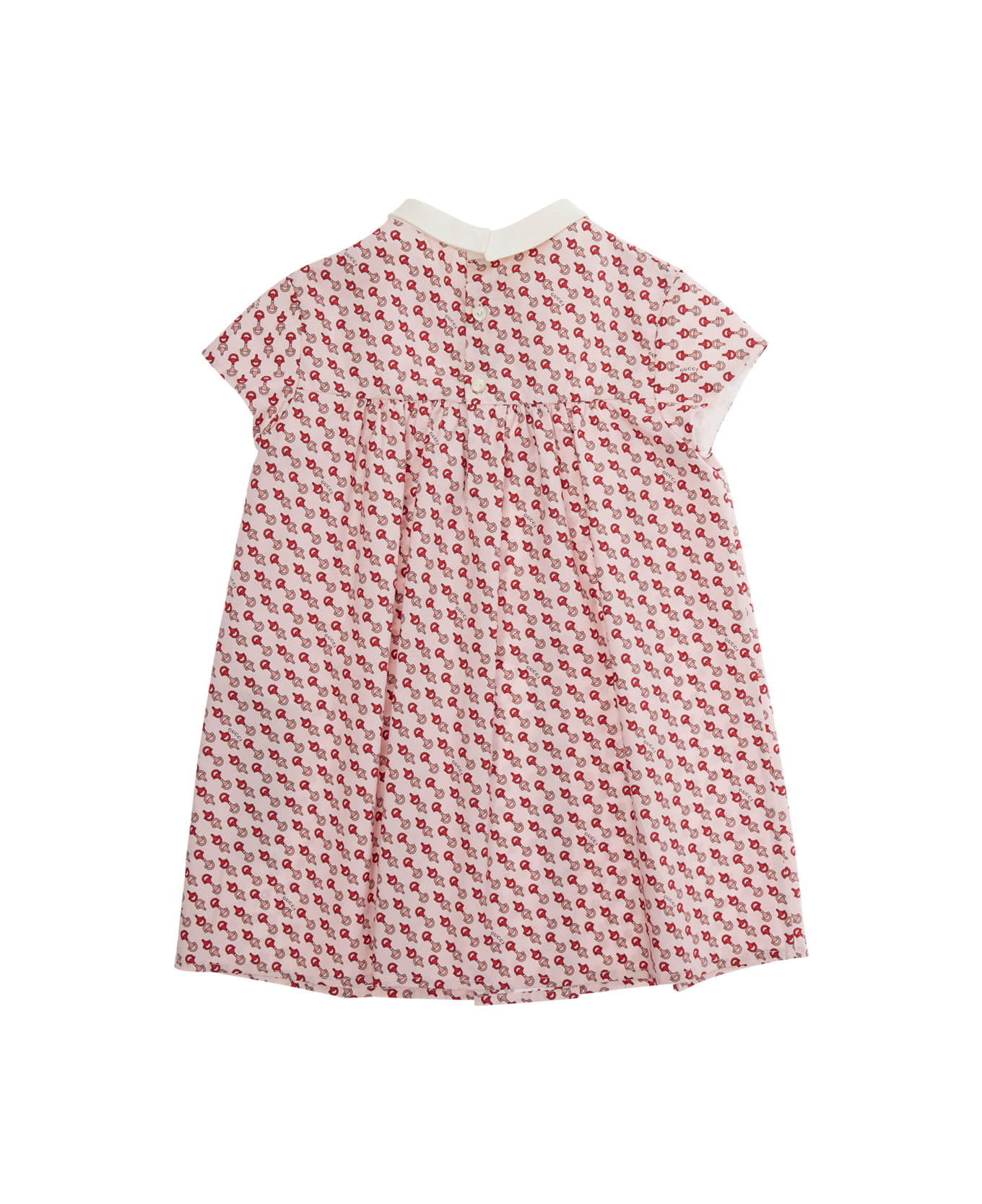 Gucci Multicolor Dress With Peter Pan Collar And All-over Micro Horsebit Print In Cotton Baby - Multicolor