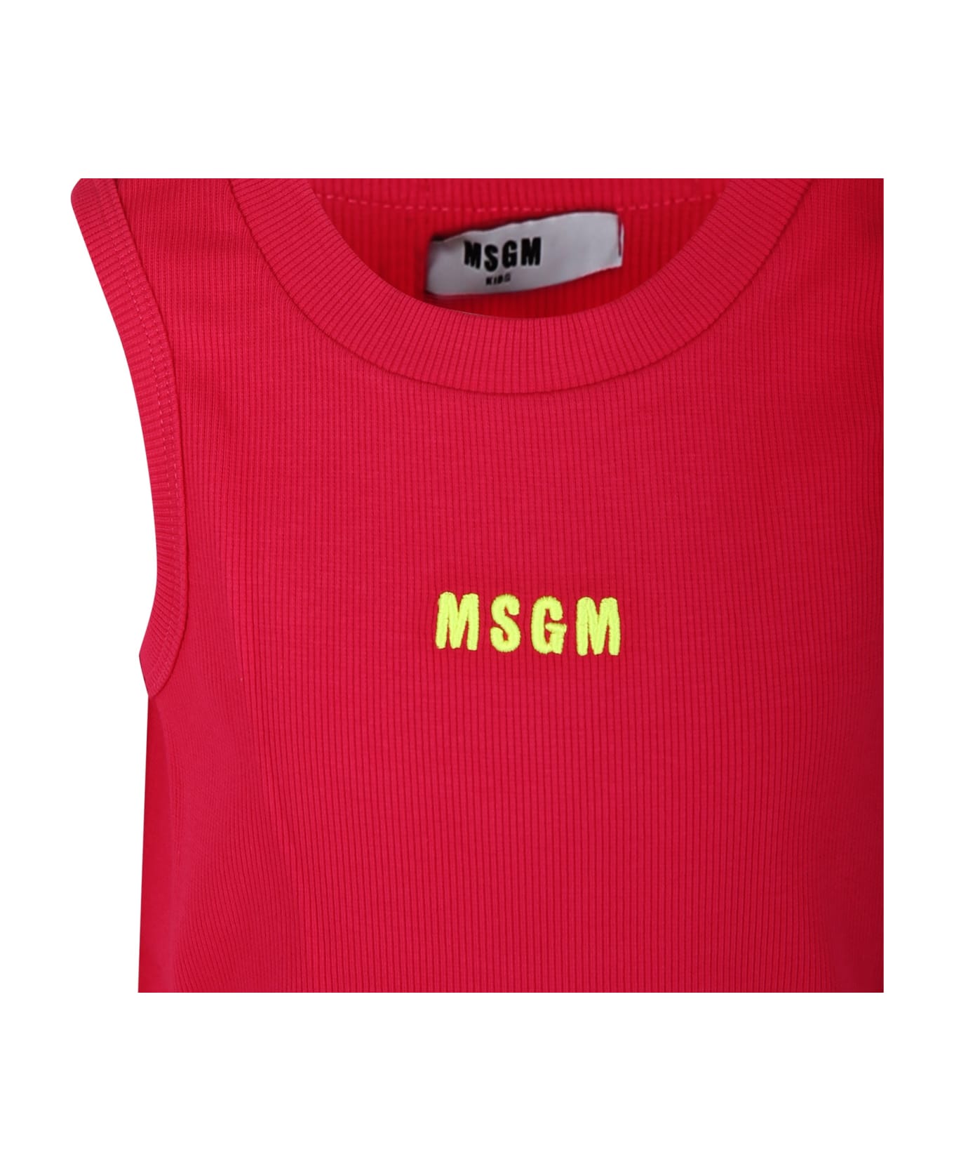 MSGM Fuchsia Tank Top For Girl With Logo - Fuchsia