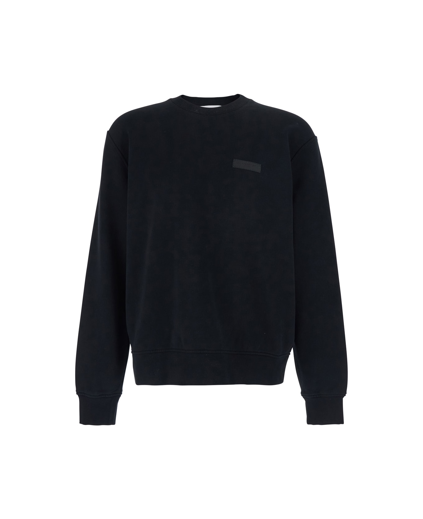Givenchy Black Crewneck Sweatshirt With Logo Patch On The Front In Cotton Man - Black