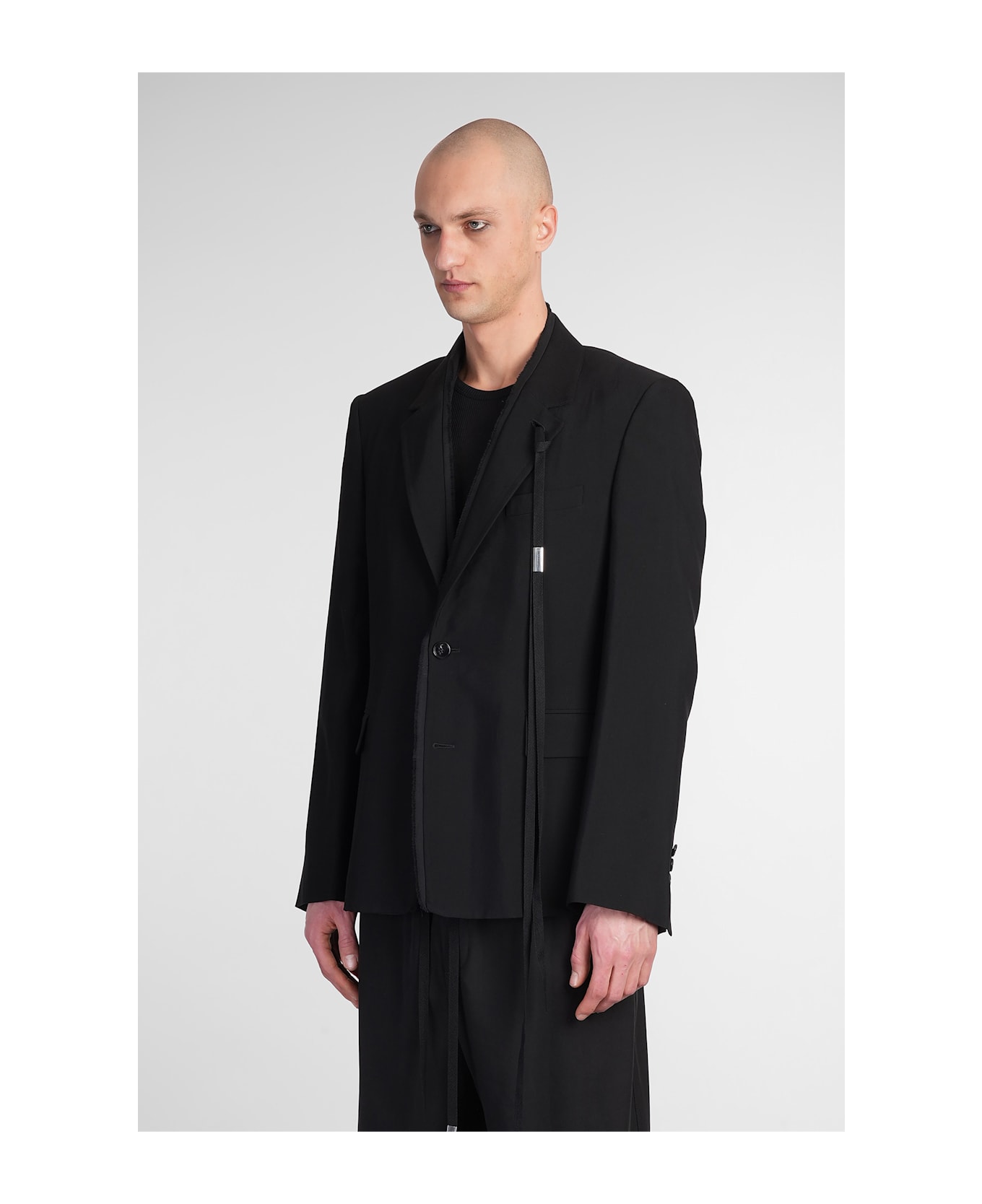 Ann Demeulemeester Cadby Blazer In Black Cotton - BLACK