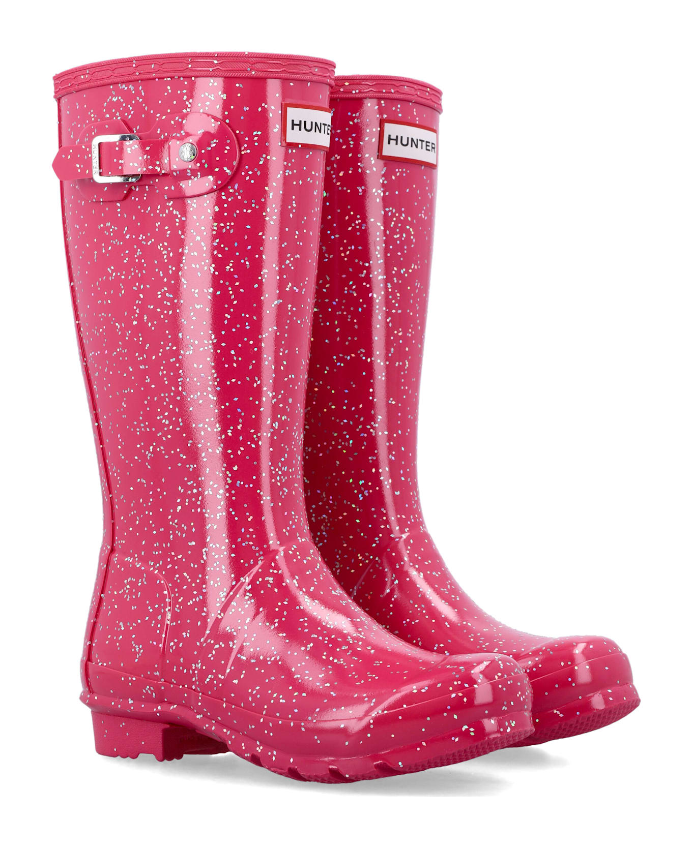 Hunter Big Kids Giant Glitter Wellington Boots - RED