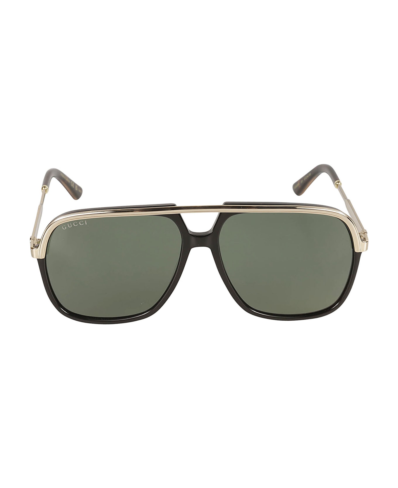 Gucci Eyewear Logo Aviator Sunglasses - Black/Gold