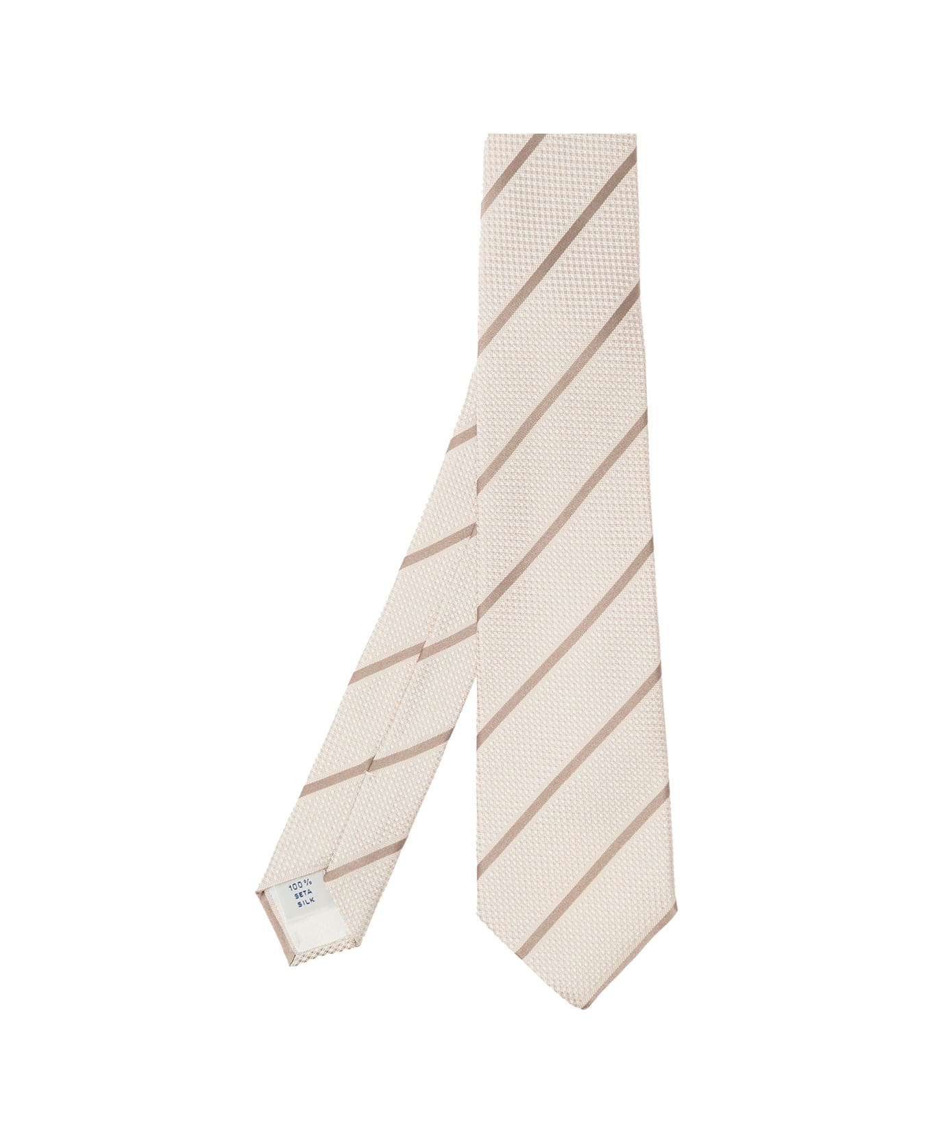 Tagliatore Beige Classic-style Striped Tie In Silk Man - Beige ネクタイ