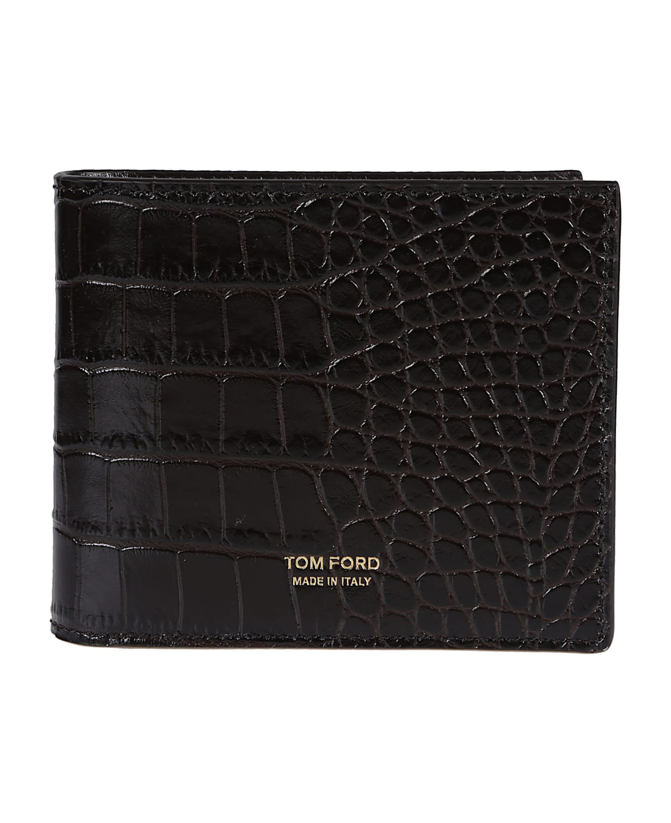 Tom Ford Crocodile Embossed Wallet - Ebony Brown