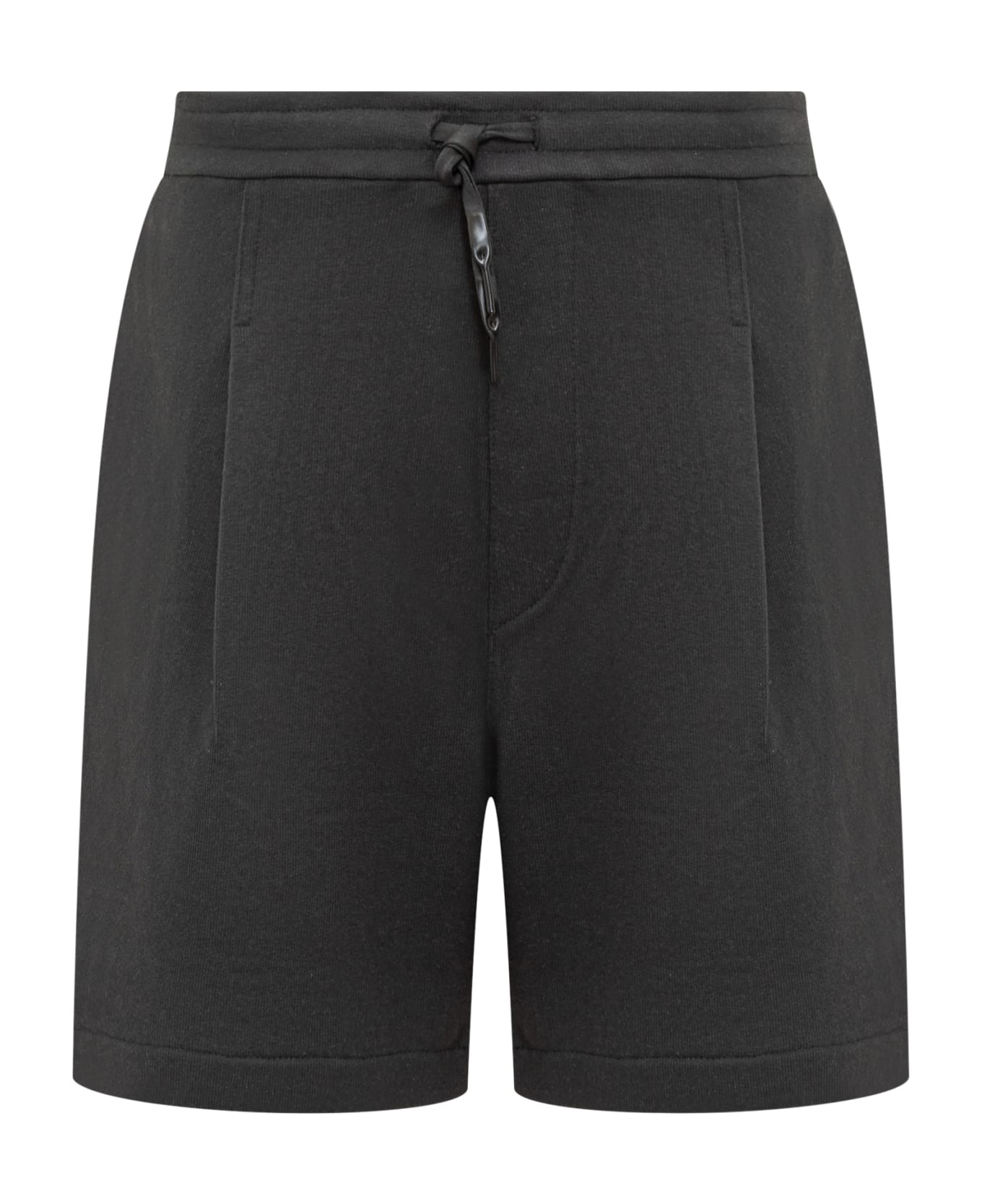A Paper Kid Sweat Short Pants With Darts. - BLACK