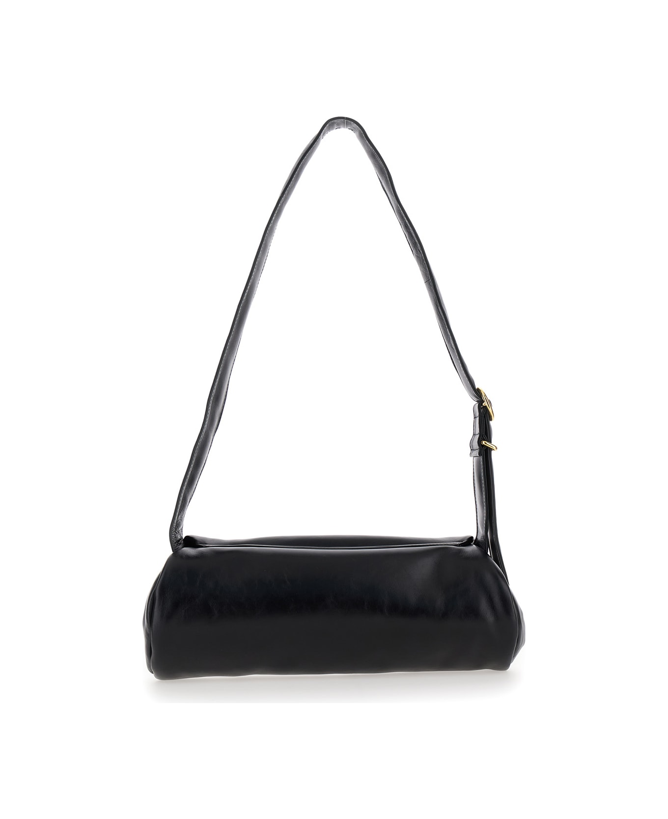 Jil Sander 'cannolo Padded Big' Black Shoulder Bag With Embossed Logo In Padded Leather Woman - Black ショルダーバッグ