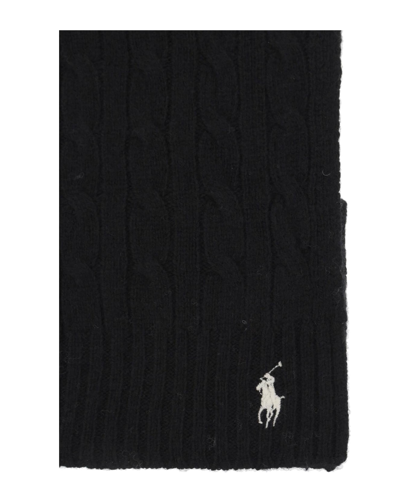 Polo Ralph Lauren Wool And Cashmere Cable-knit Scarf - BLACK (Black)