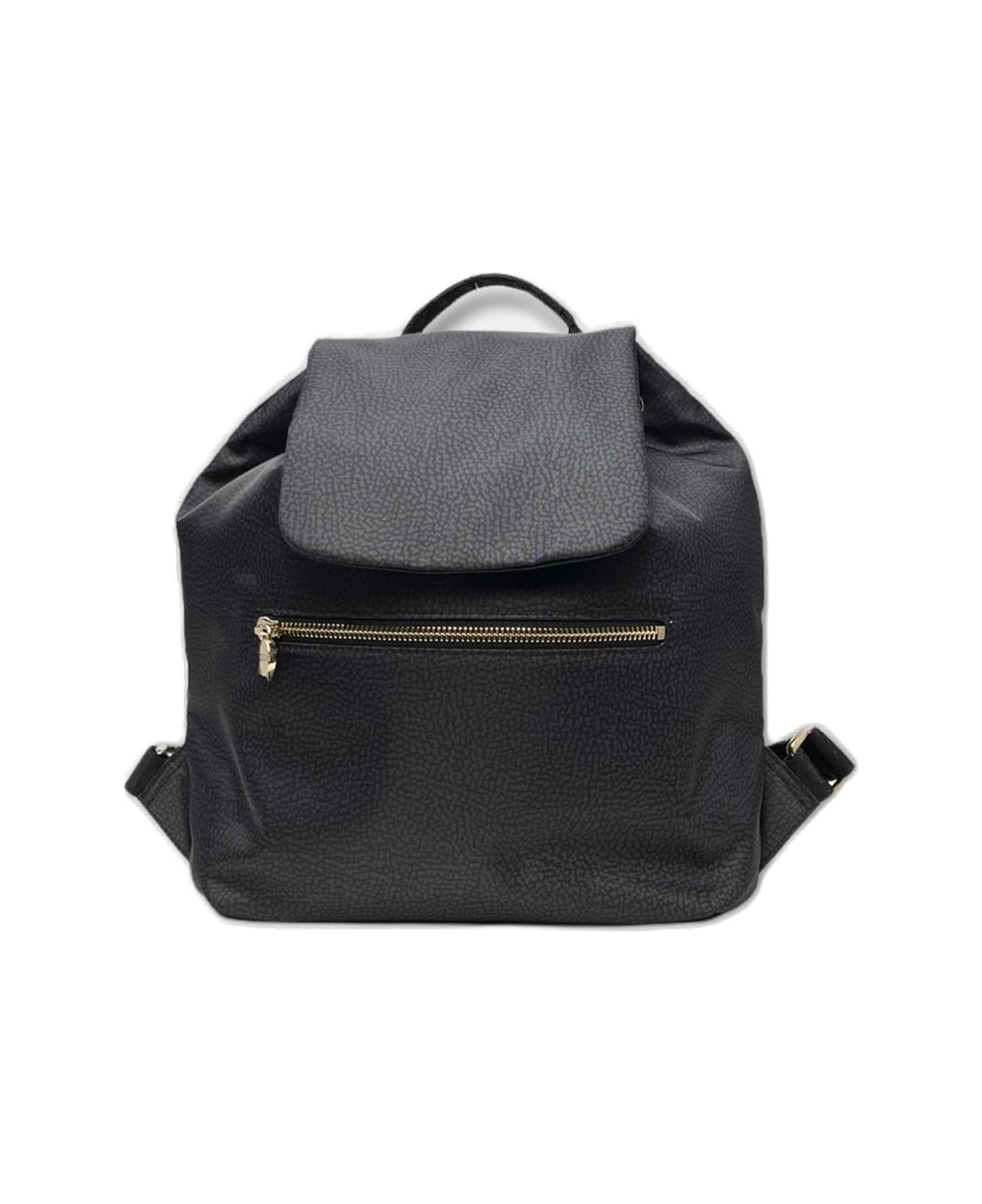 Borbonese Drawstring Medium Backpack Borbonese - BLACK