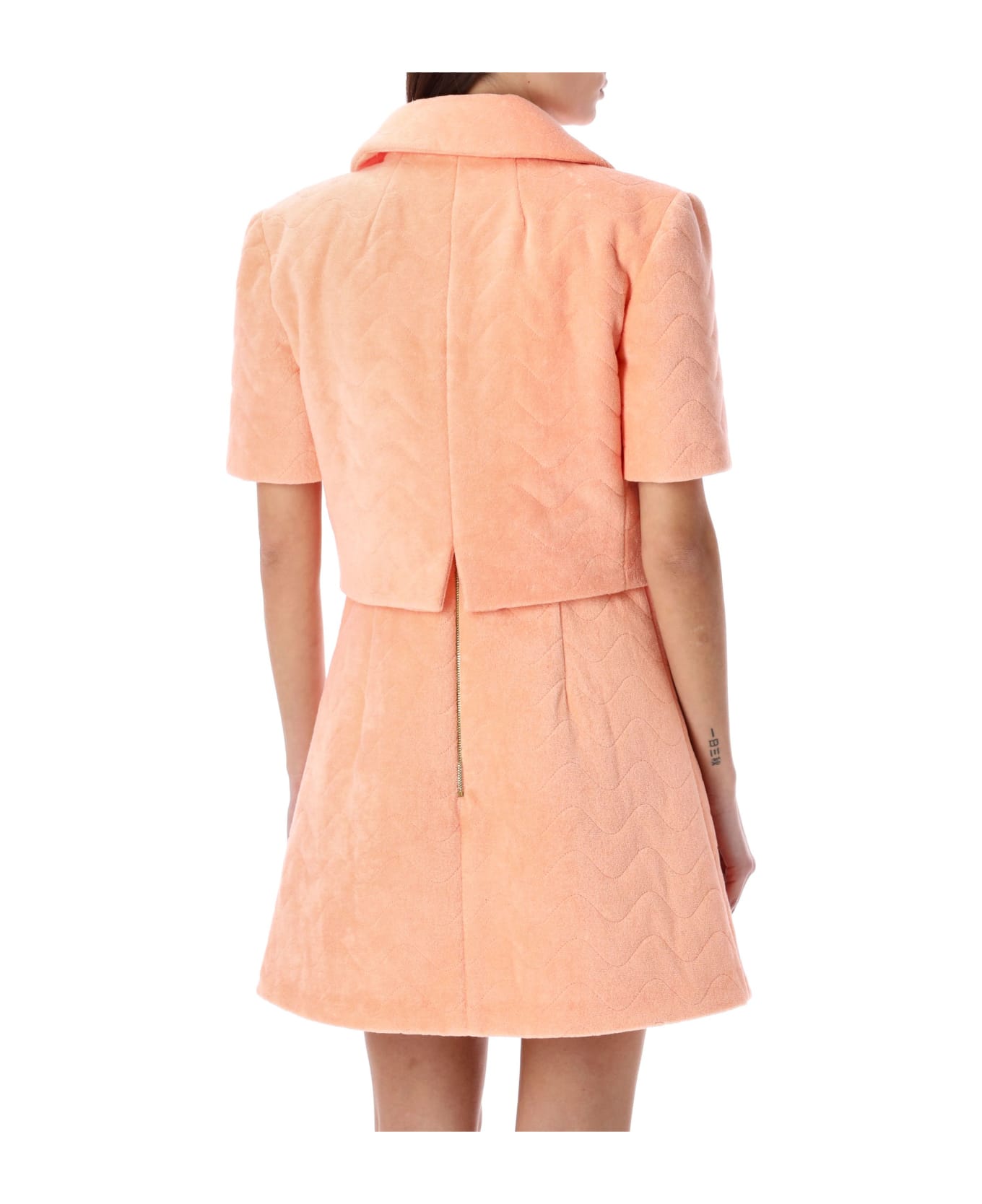 Patou Cropped Quilted Jacket - APRICOT ORANGE