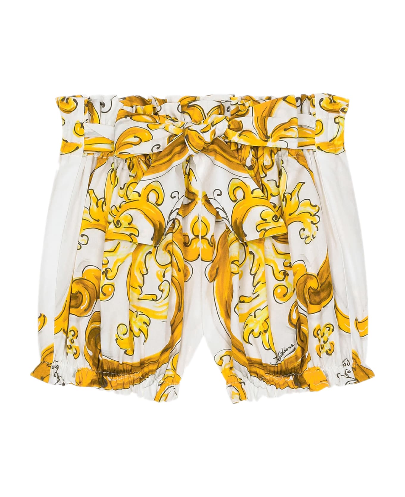 Dolce & Gabbana Shorts With Maiolica Print - Yellow