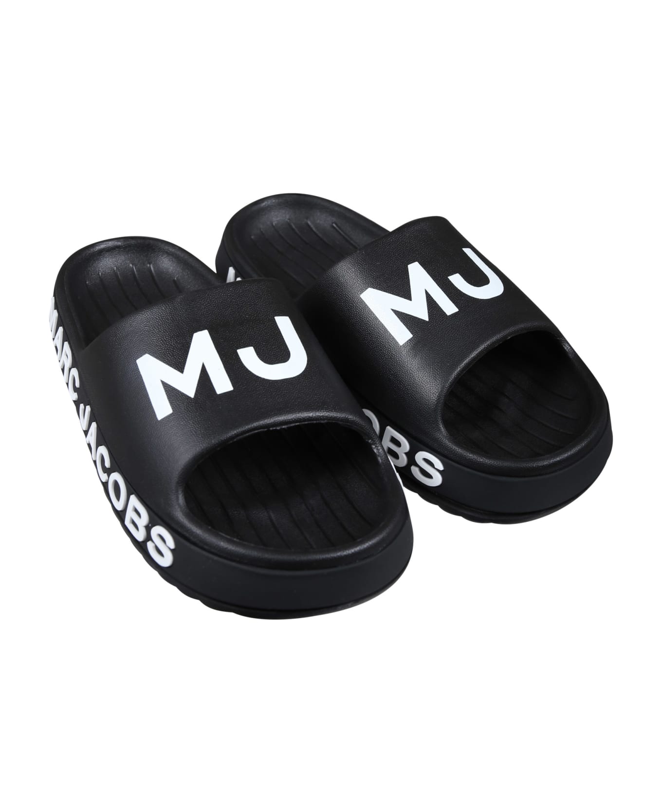 Marc Jacobs Black Slippers For Kids With Logo - Black