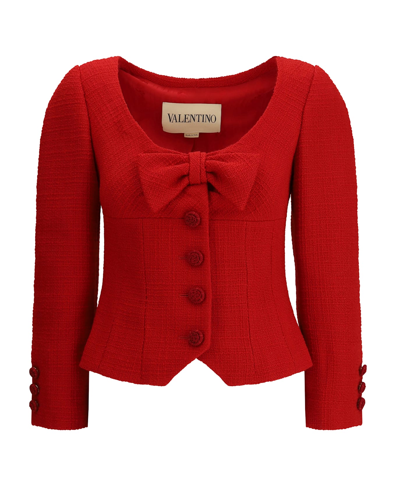 Valentino Short Jacket In Plain Wool Tweed