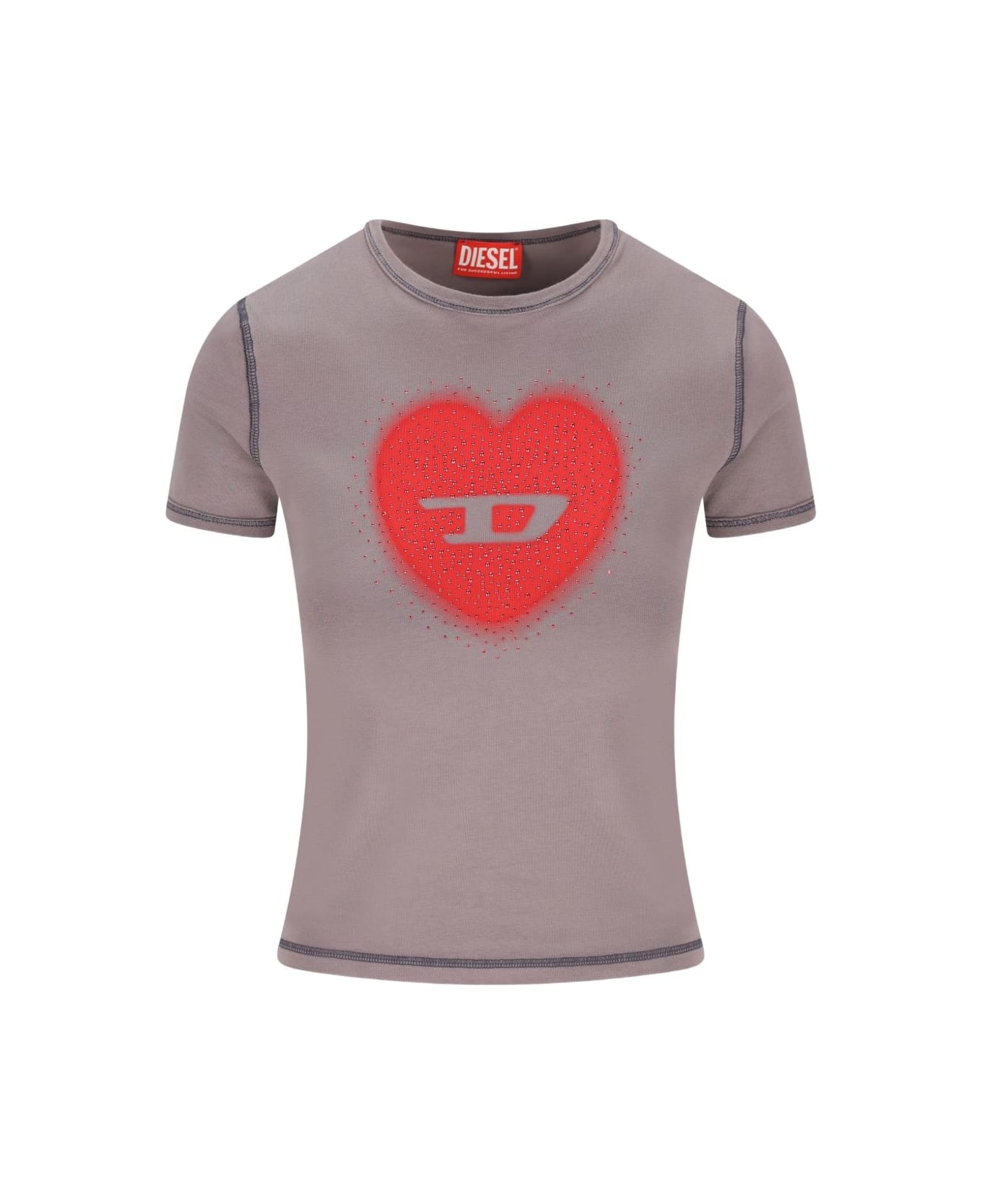 Diesel Heart Cotton T-shirt - Grey