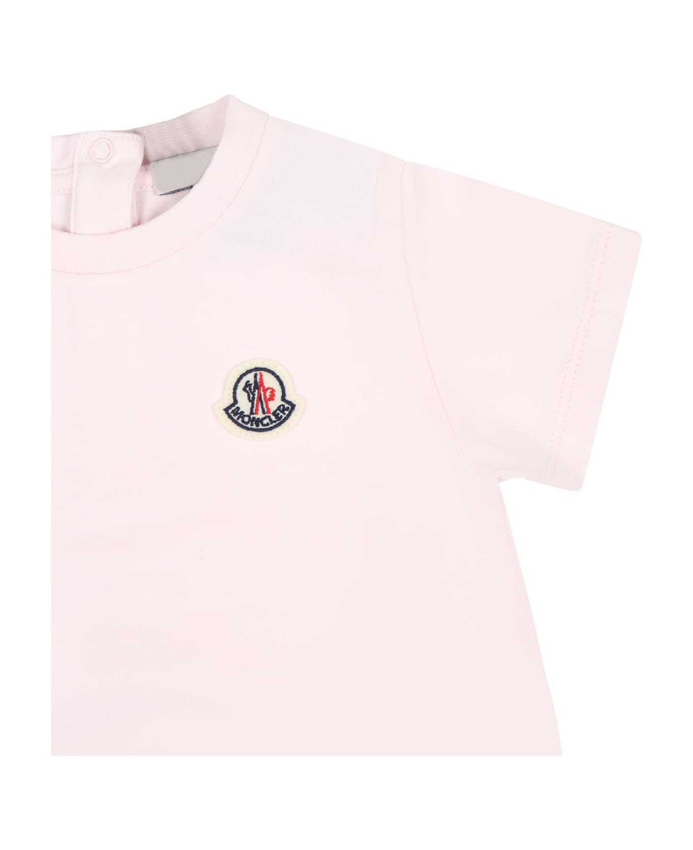 Moncler Pink Dress For Baby Girl With Logo - Pink ウェア