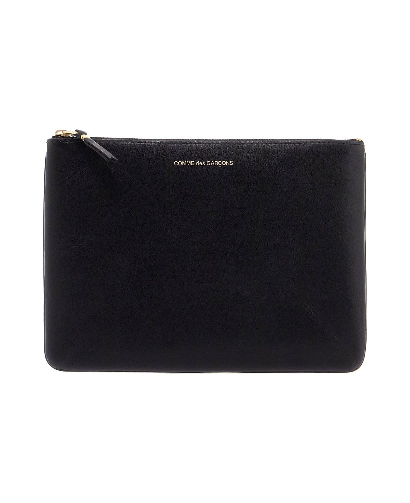 Comme des Garçons Wallet Smooth Leather Pouch In Seven Words - BLACK (Black)