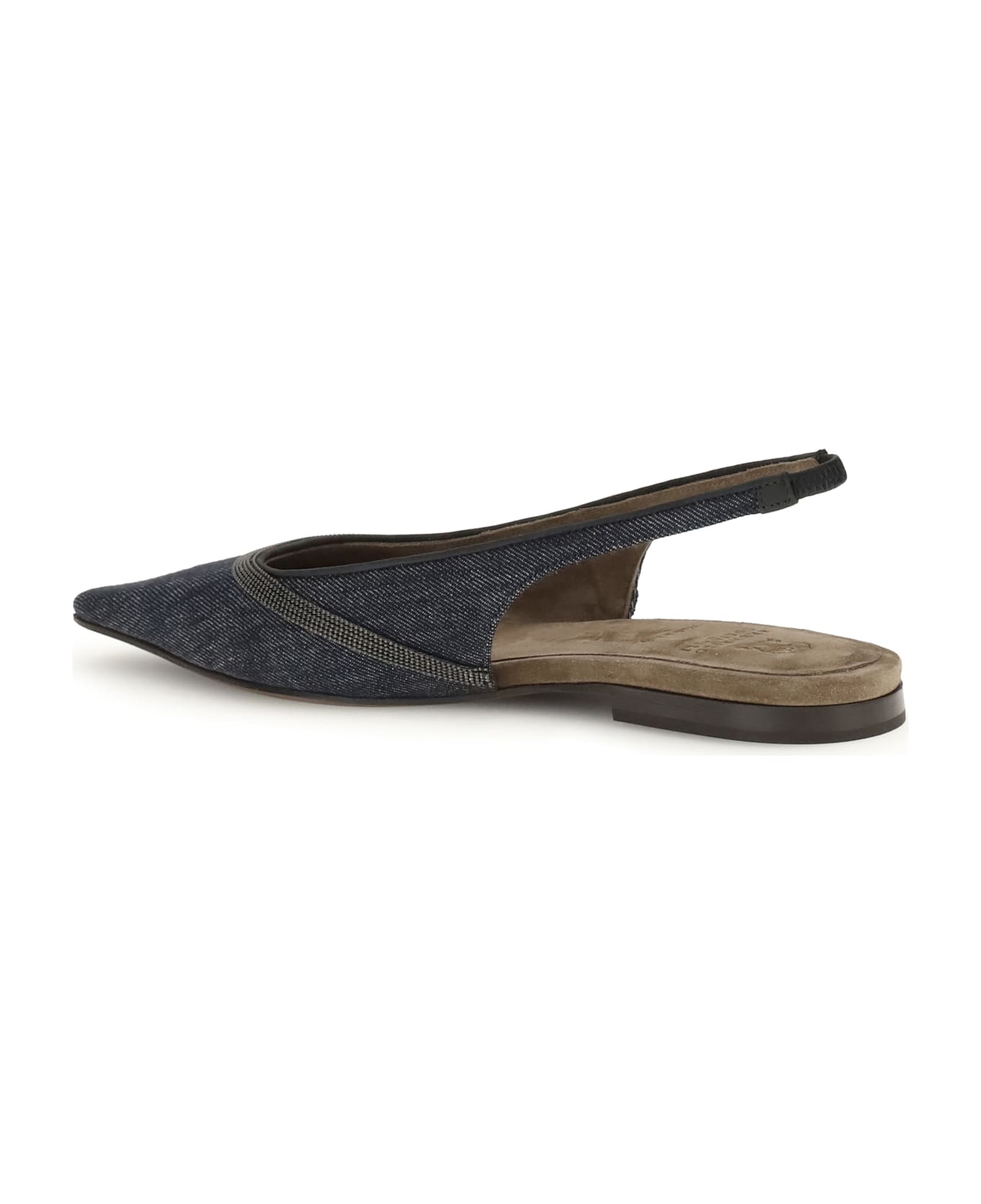 Brunello Cucinelli Denim Slingback Ballerinas