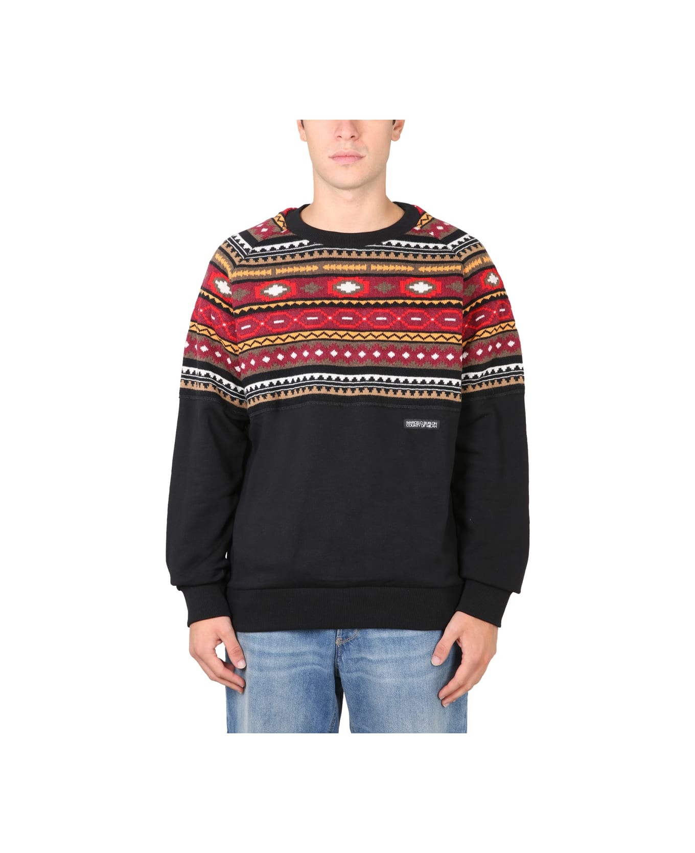 Marcelo Burlon Felpa In Lana E Cotone - BLACK