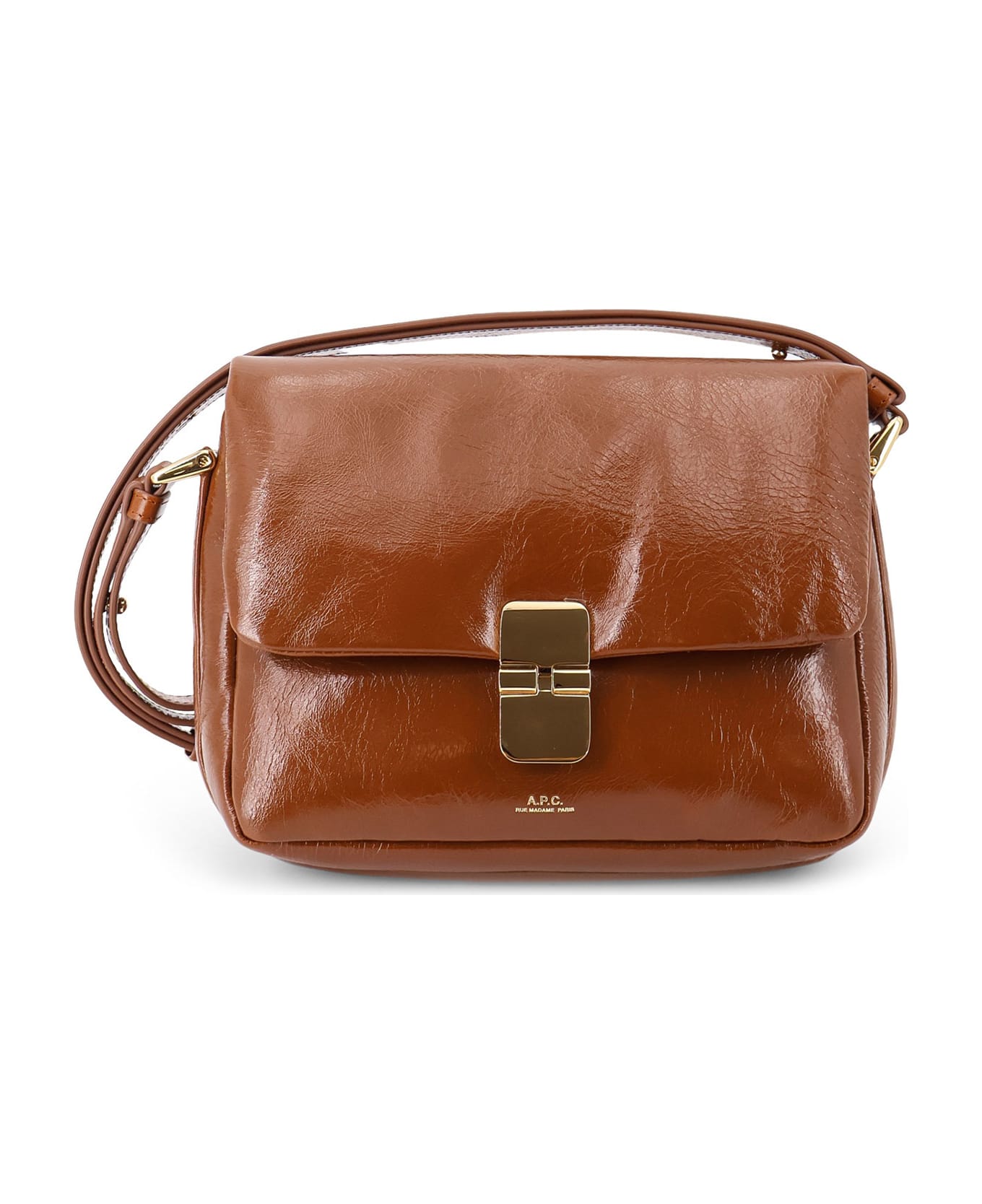 A.P.C. Grace Leather Shoulder Bag - BROWN