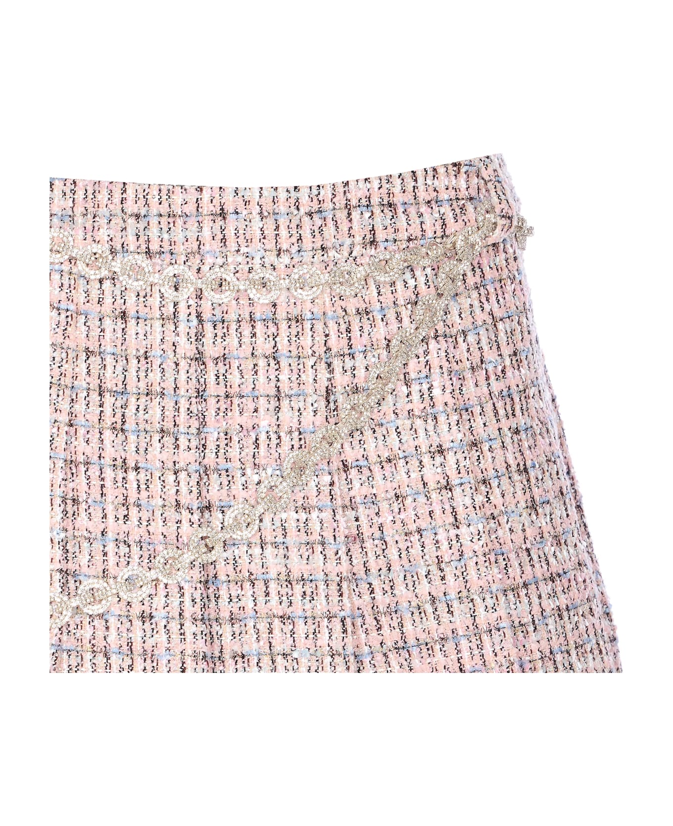 self-portrait Boucle' Crystal Mini Skirt - Pink