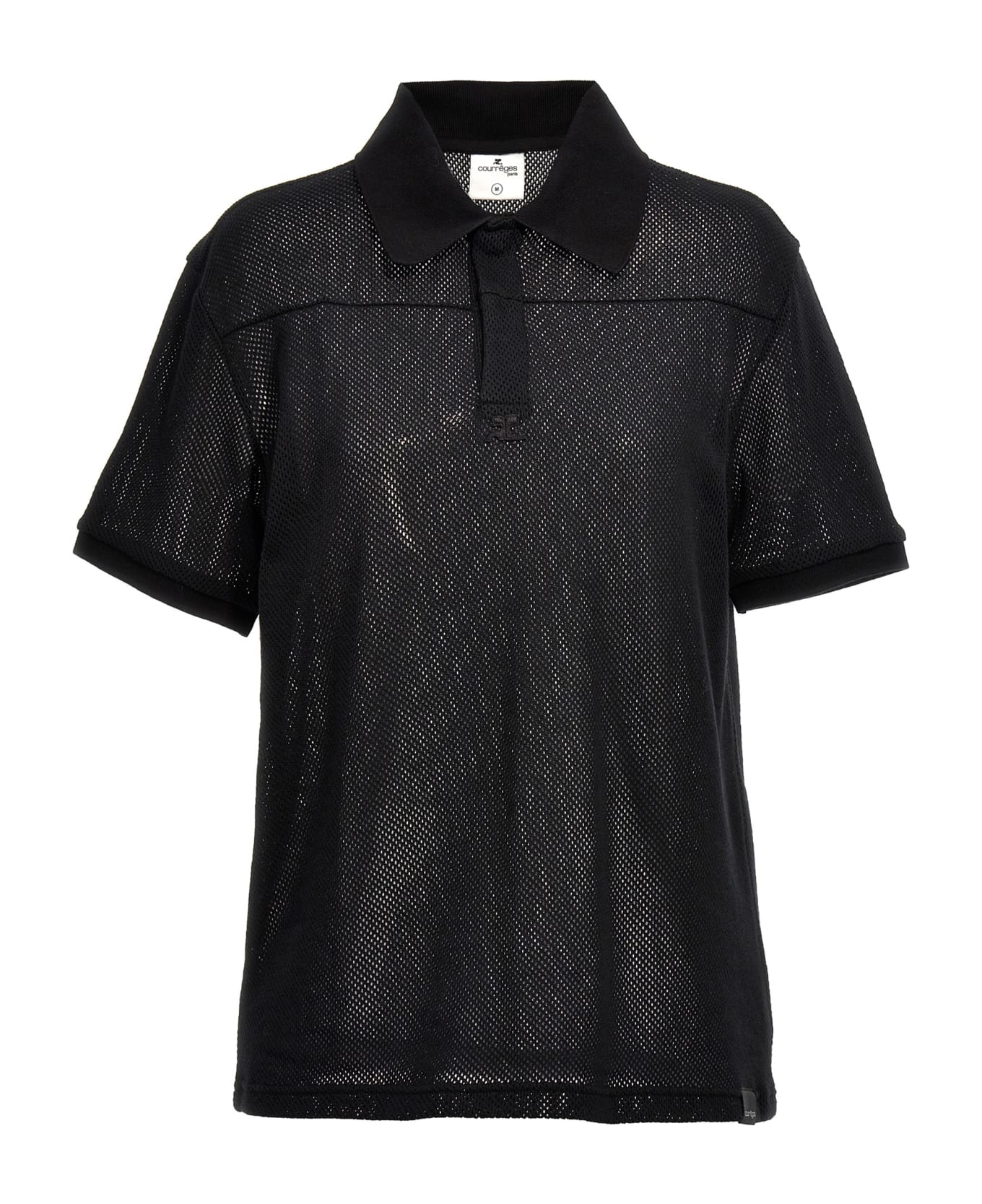 Courrèges Mesh Fabric Polo Shirt - Black  