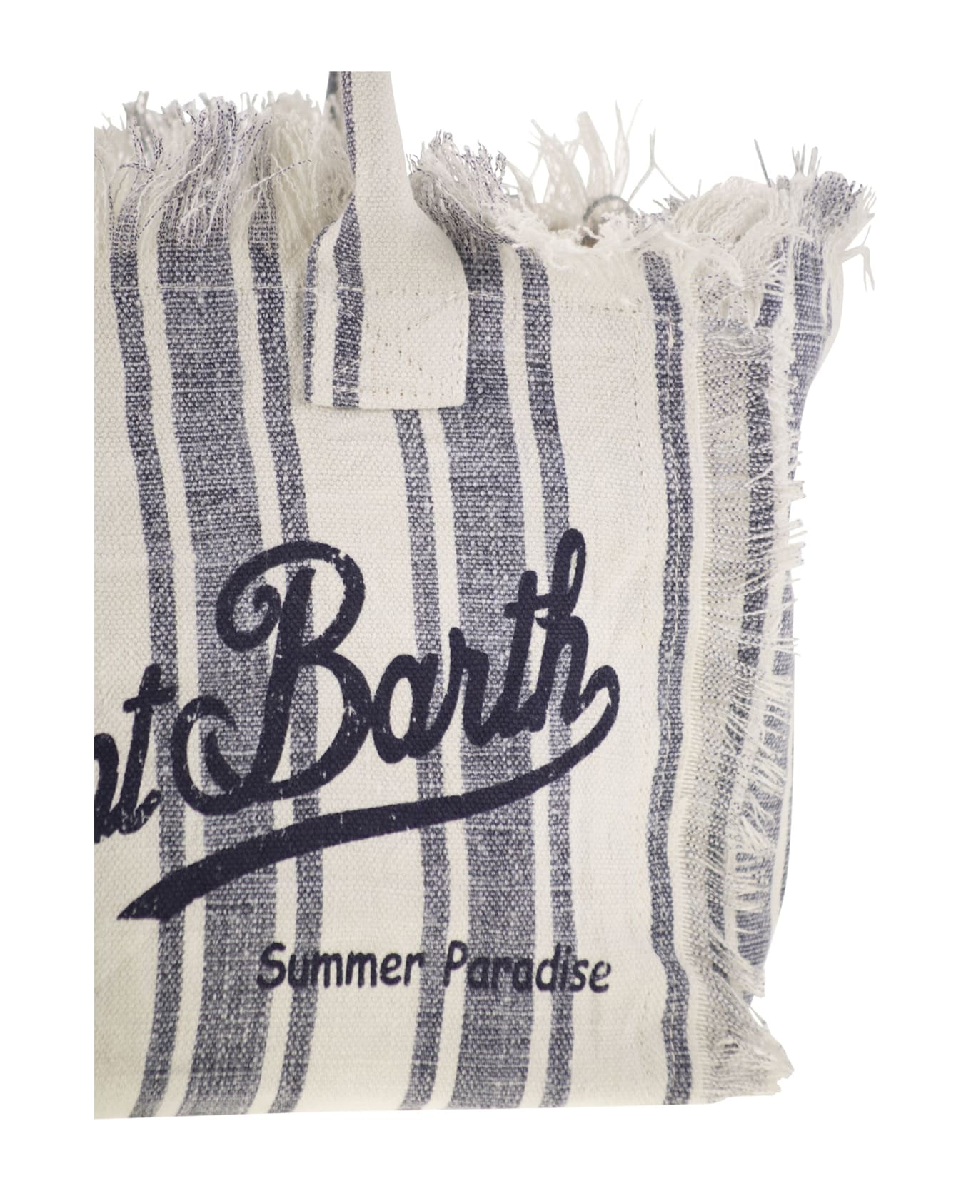 MC2 Saint Barth Colette - Linen Handbag - White/blue