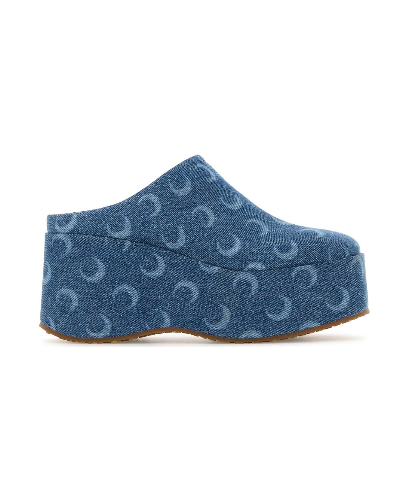 Marine Serre Printed Denim Clogs - LIGHTBLUE