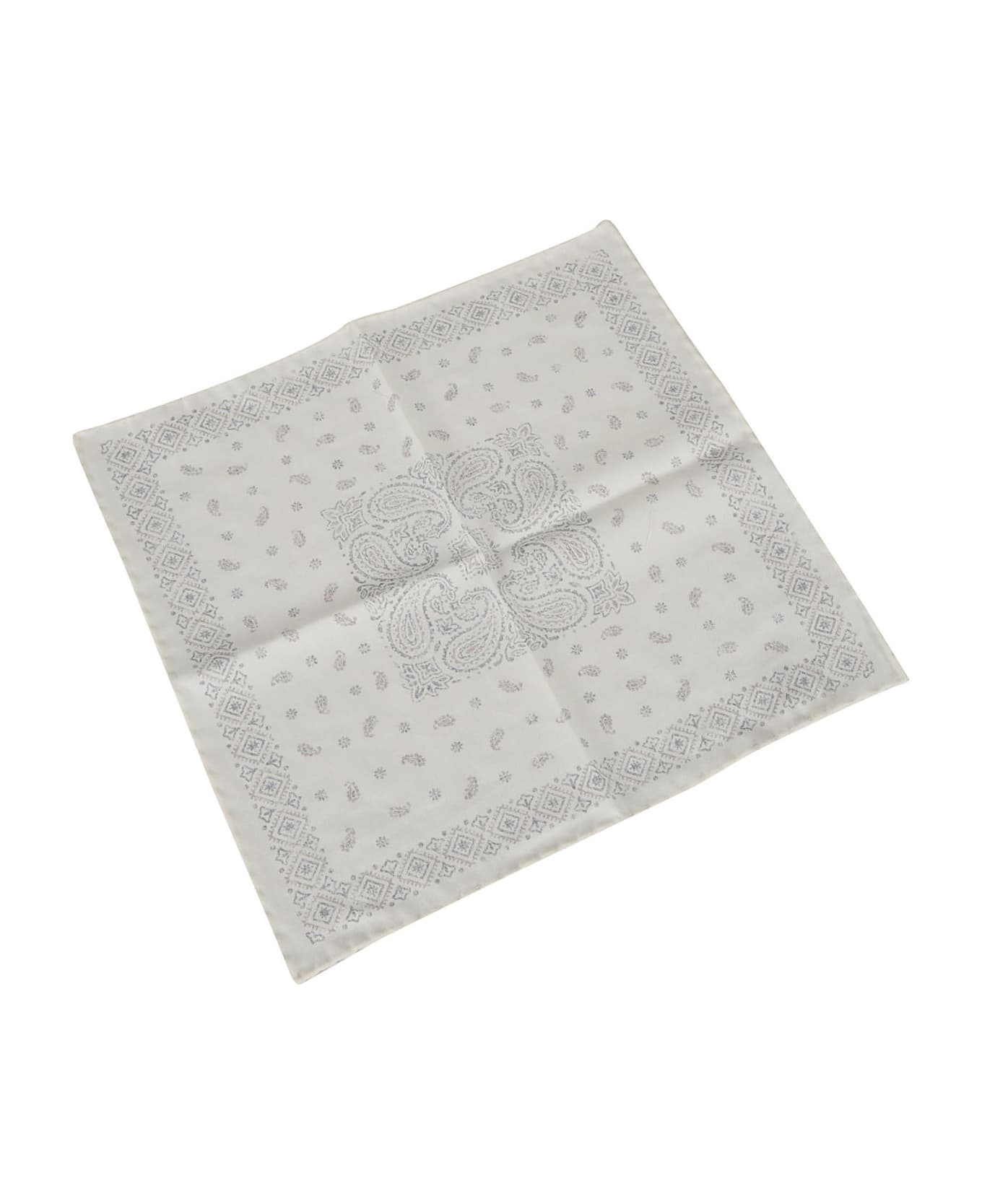 Eleventy Paisley Print Handkerchief - Ivory
