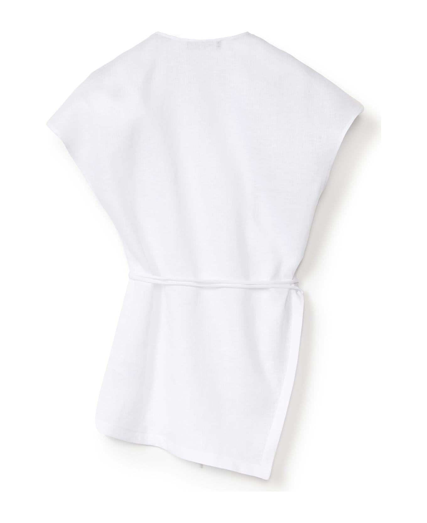 Fabiana Filippi White Criss-cross Top In Wool And Silk - BIANCO OTTICO Tシャツ