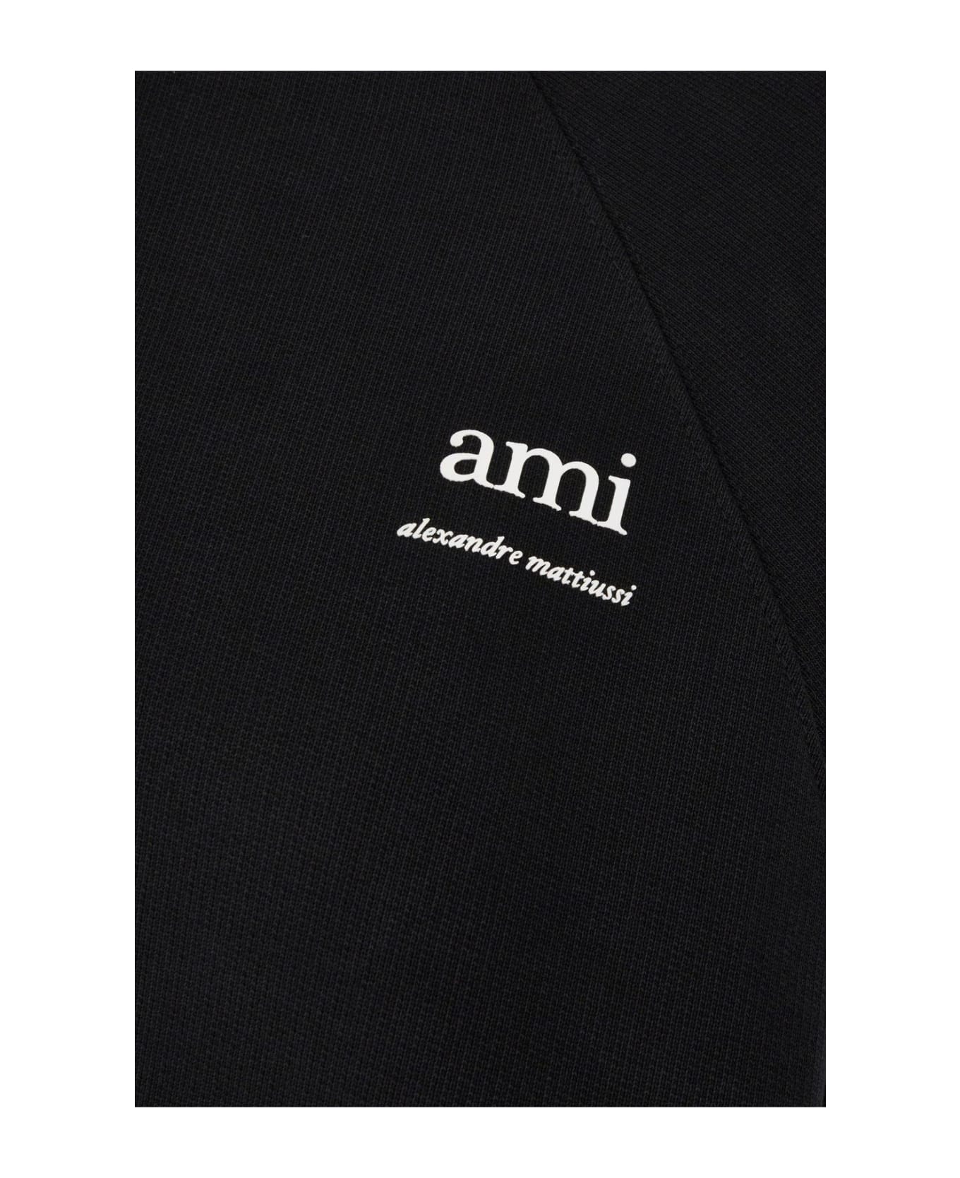Ami Alexandre Mattiussi Logo Detailed Crewneck Sweatshirt - BLACK