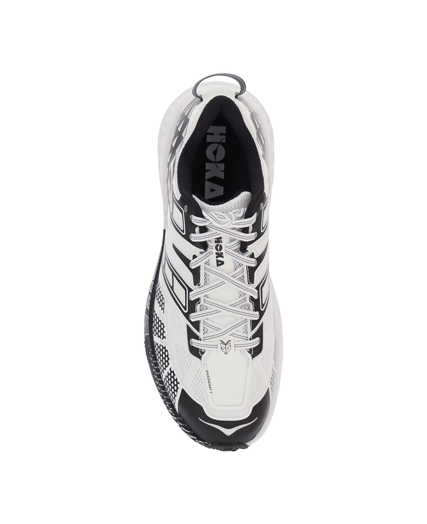 Hoka 'speedgoat' Black And White Low Top Sneakers With Geometric Motif In Tech Fabric Unisex - White/black