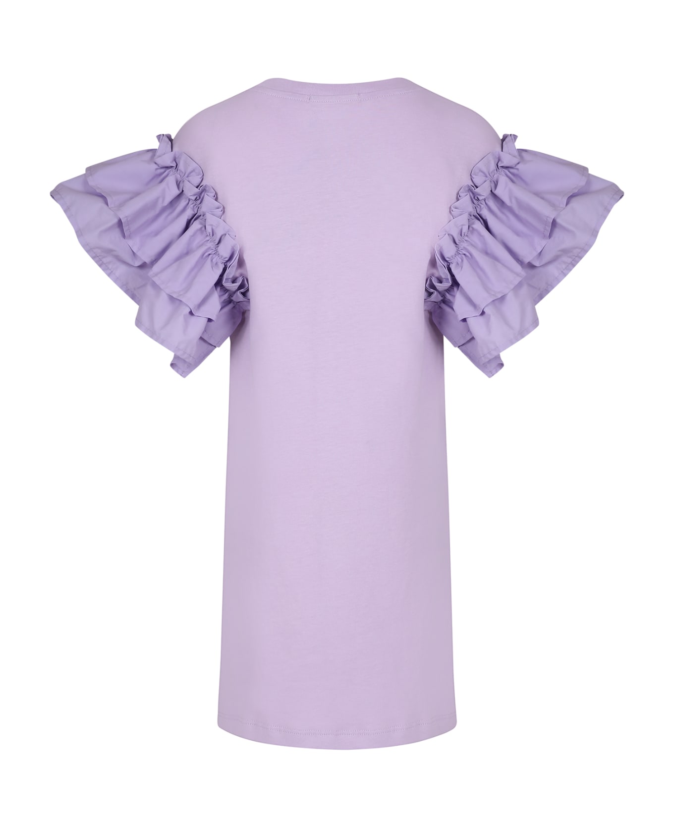 MSGM Lilac Dress For Girl With Logo - Lilac