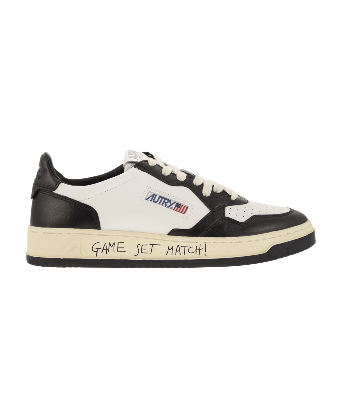 Autry Medalist Low - Leather Trainers With Lettering - White/black