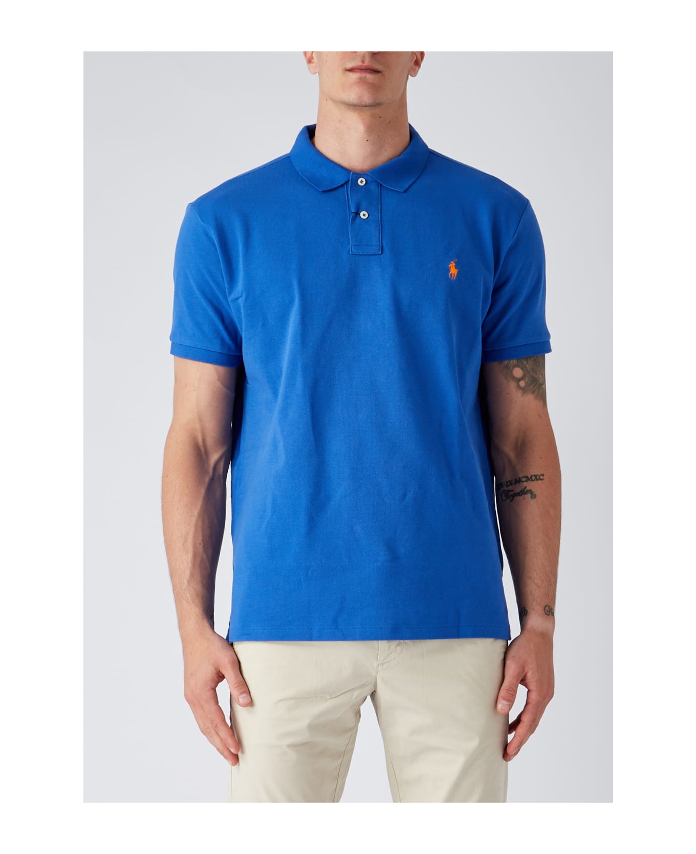 Polo Ralph Lauren Iris Blue And Orange Slim-fit Piquet Polo Shirt - Blue ポロシャツ