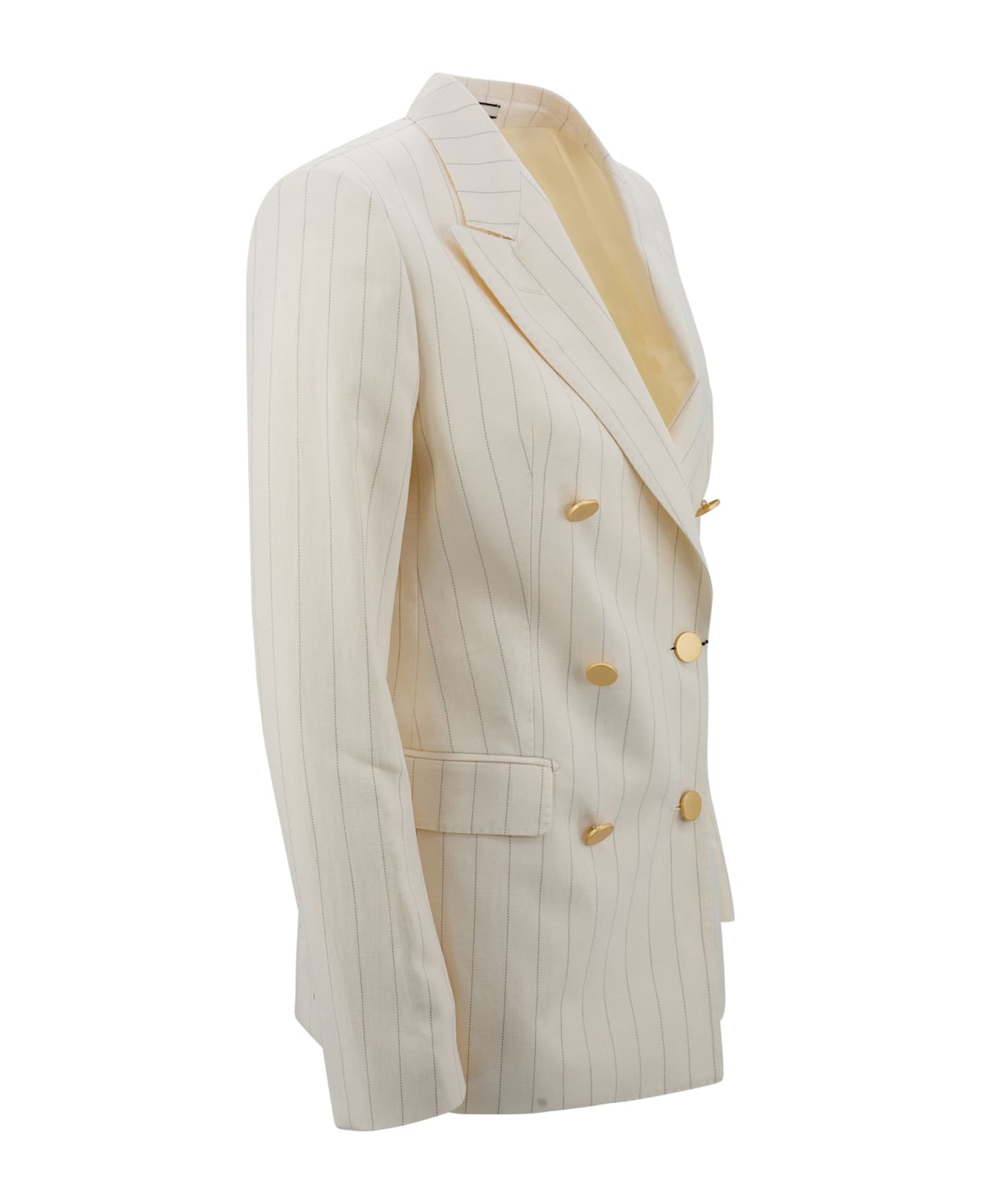 Tagliatore Double-breasted Linen Suit - White