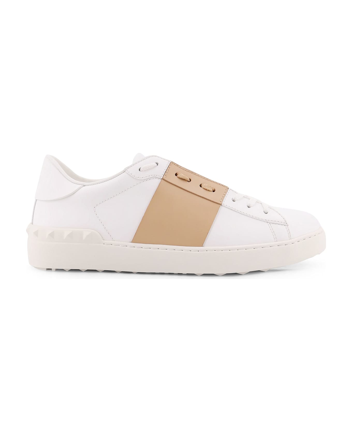 Valentino Garavani Open Leather Sneakers - BIANCO BEIGE