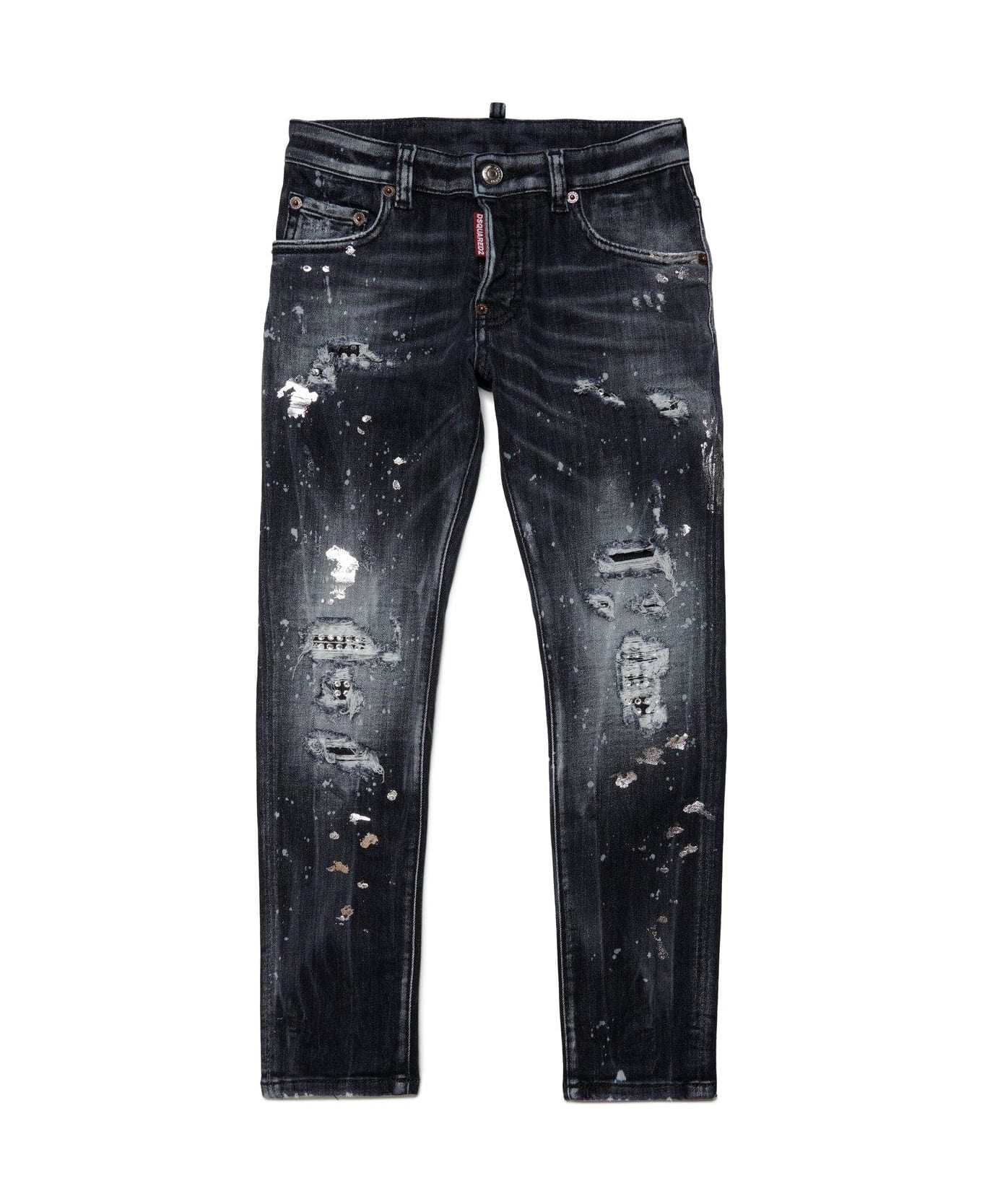 Dsquared2 Paint Splatter-detail Straight-leg Distressed Jeans - Denim Black ボトムス