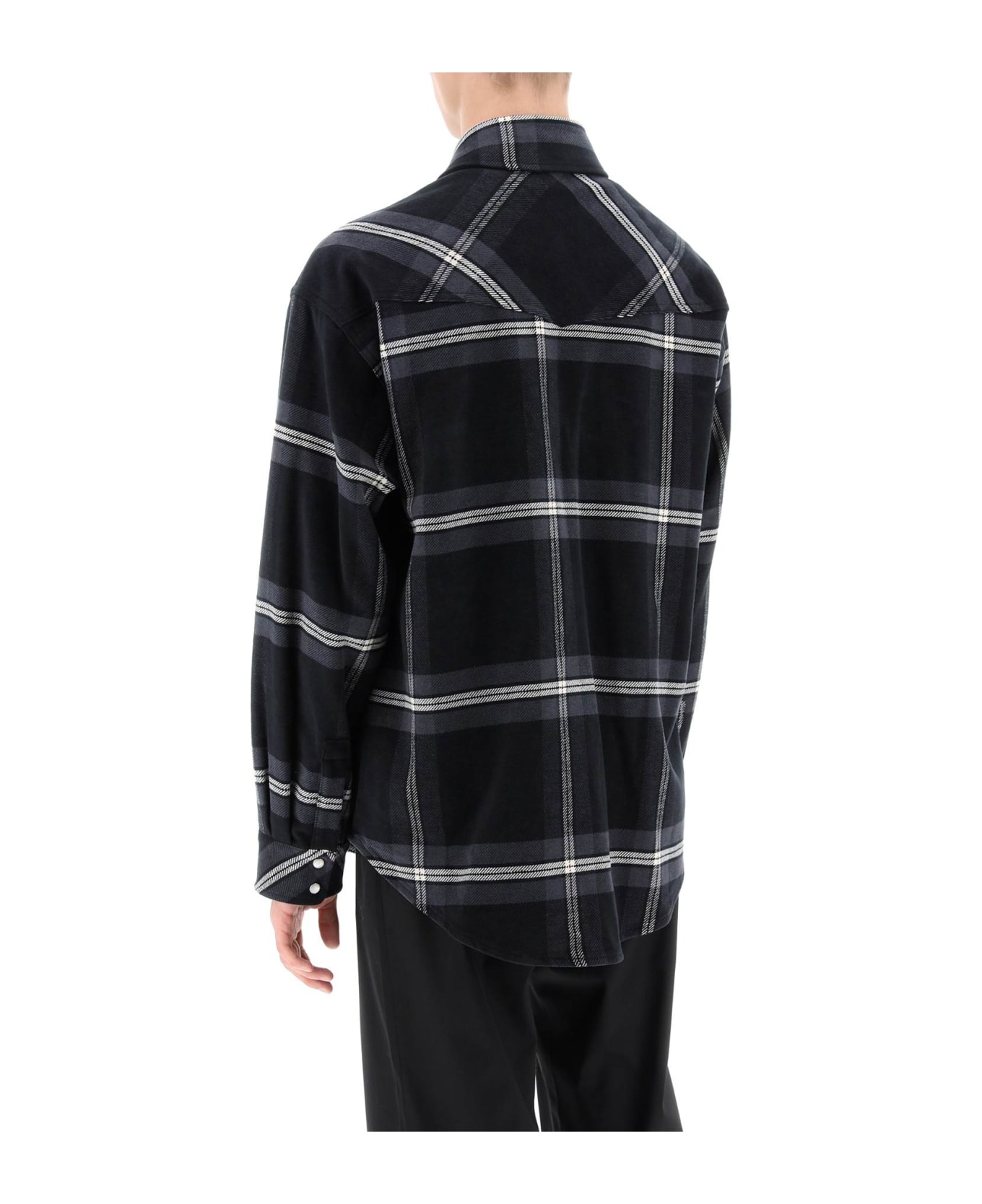 Palm Angels Check Flannel Overshirt - Grey
