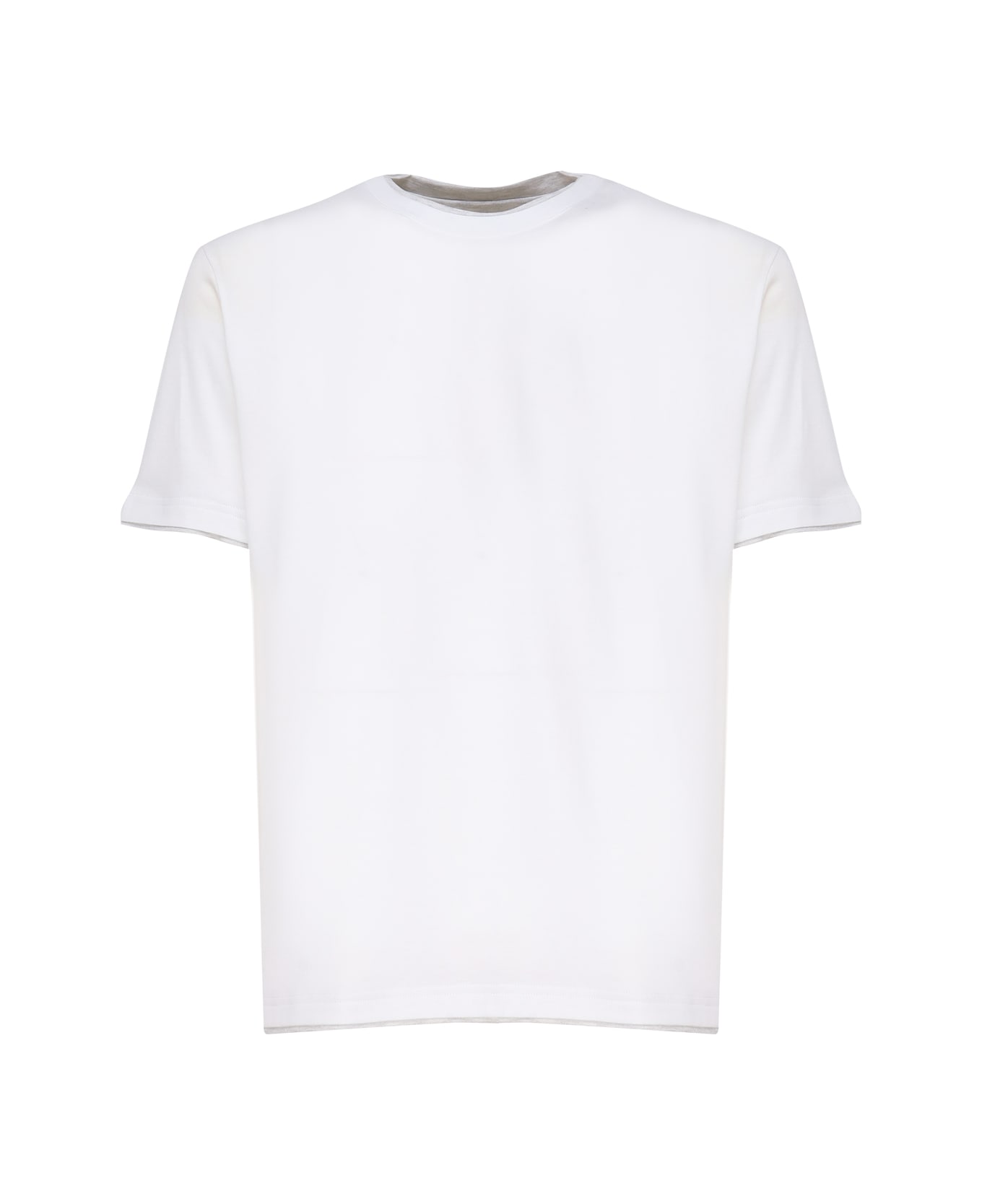 Eleventy Crew Neck T-shirt - White, Melange Lt. Gray