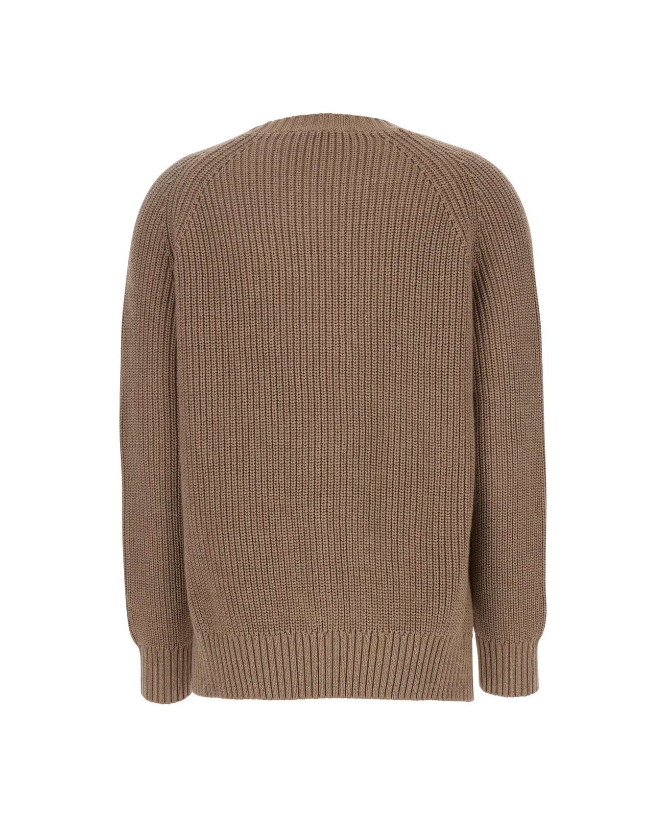 Parosh Brown Knit Crewneck Sweater In Cotton And Cashmere Blend Woman - Brown