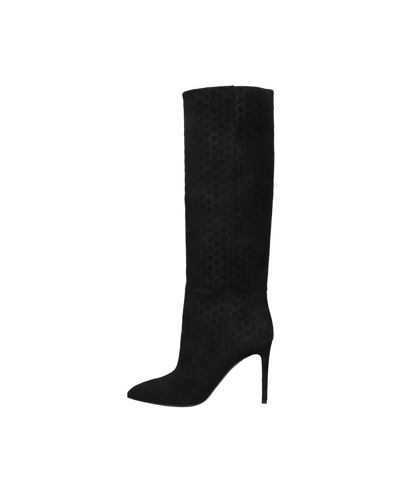 Balmain High Heels Boots In Black Suede - black